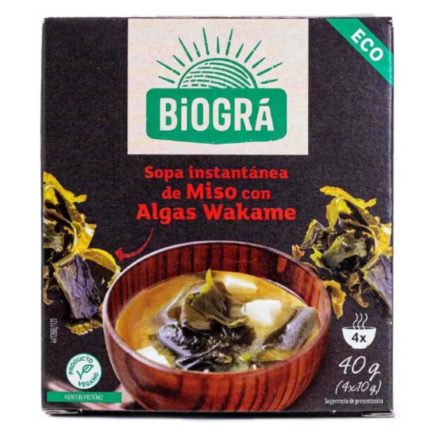 Red Miso soup with seaweed Wakame Bio Vegan 4 sachets Biogra