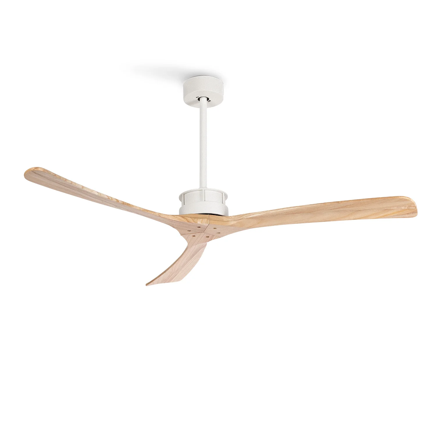 Create - silent 40w ceiling fan without light (ø152 cm), white motor, 100% wood blades - wind large