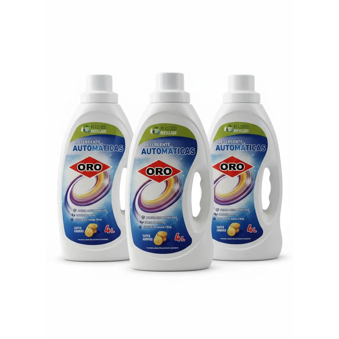 Pack Ahorro: 3 Botellas de Detergente Líquido Oro (4L c/u) - Total 12L
