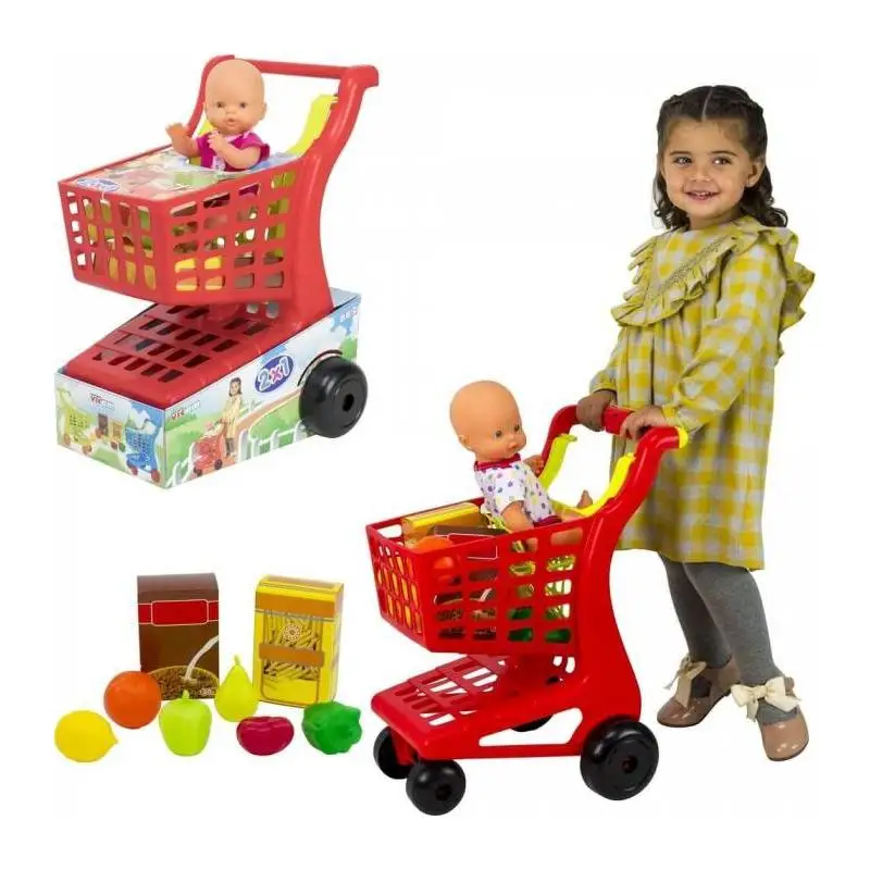 Supermarket cart + food and VICAM doll