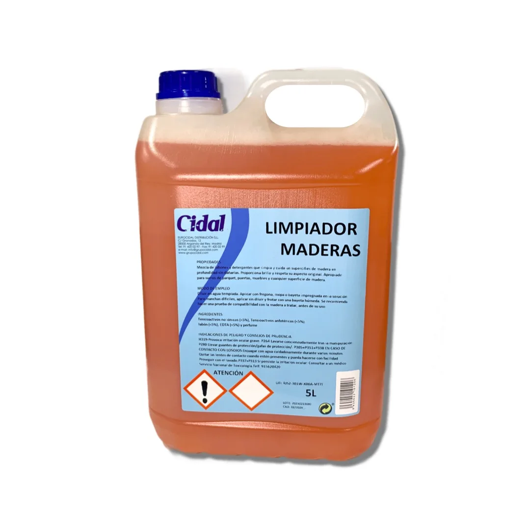 Limpiador Cidal Jabonoso Especial Madera Perfume Naranja 5L - Nutre y Protege Superficies de Madera