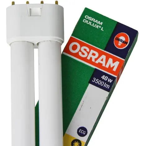 LEDVANCE - Lámpara fluorescente compacta Dulux L 40W 840 con casquillo 2G11, 3500 lm, diseño plano de 4 barras y 4 pinchos, duración 20.000 horas para luces interiores y apliques pared interior