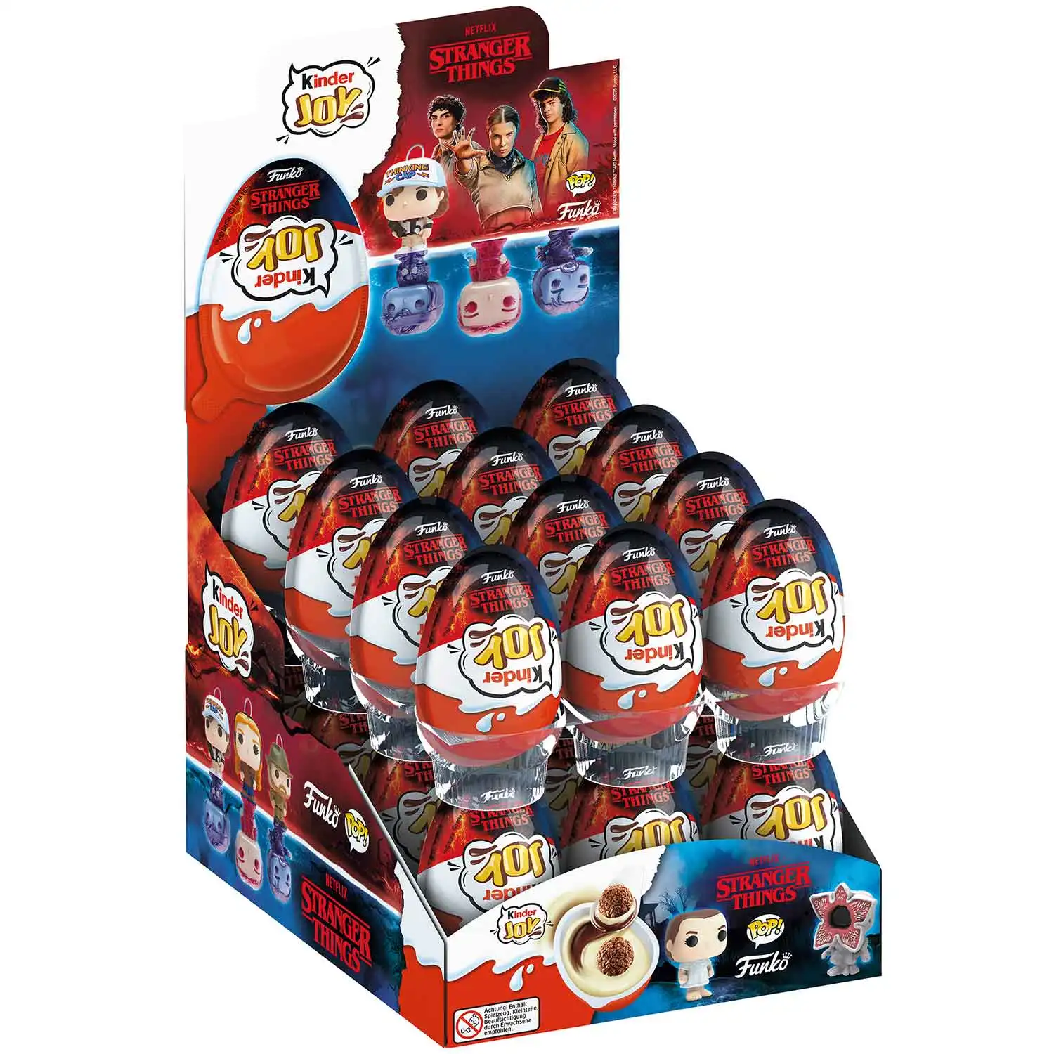 Ferrero Kinder JOY huevo con chocolate verano12-72u Coleccion STRANGER THINGS NUEVO 2025 España Nacional - Con doble crema de leche y cacao, dos crujientes bolitas y Misteriosas. Kinder JOY Contiene un juguete en el interior