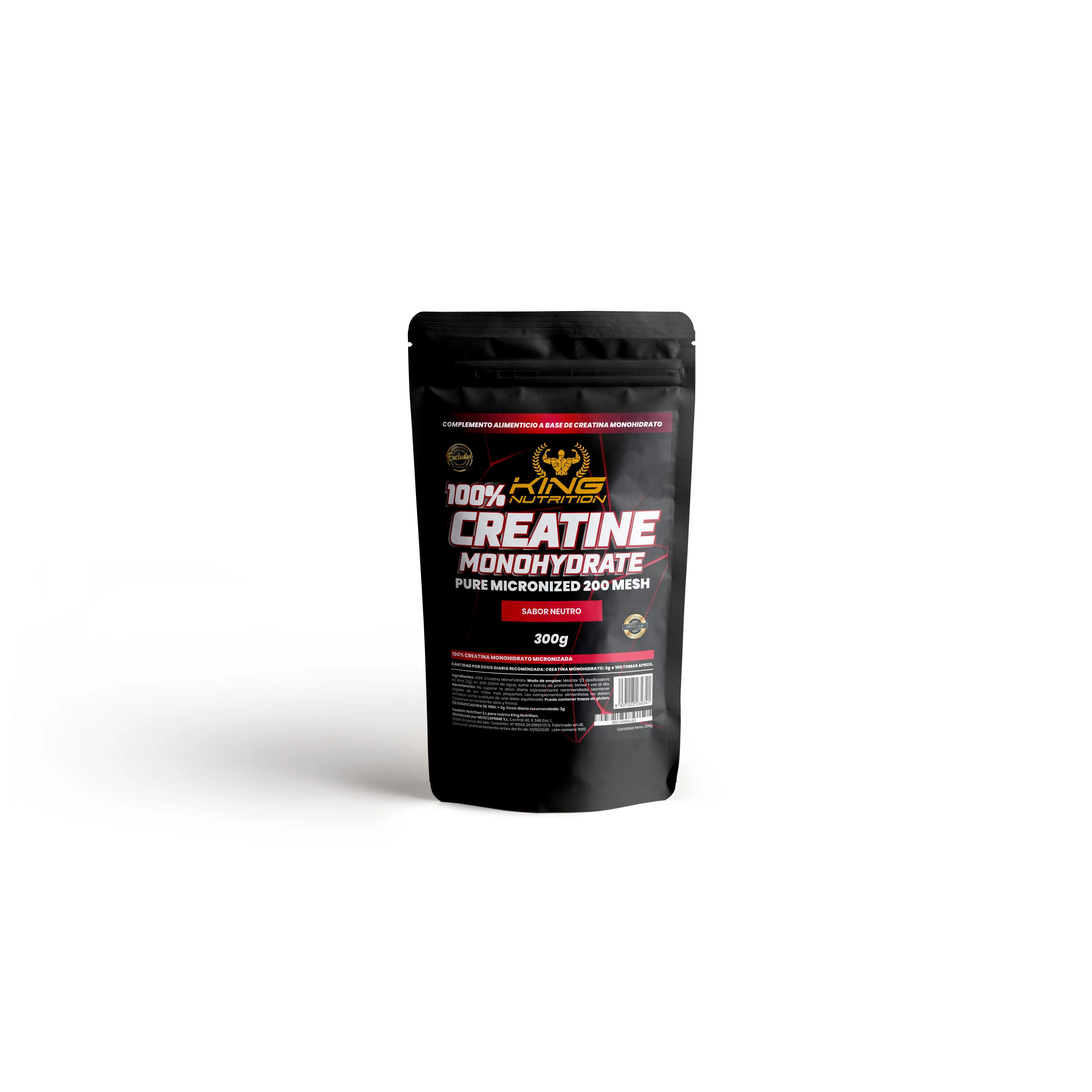 King Nutrition Creatina Monohidratada 100% Pura  500GR  166 Tomas  Creatina en polvo, Micronizada