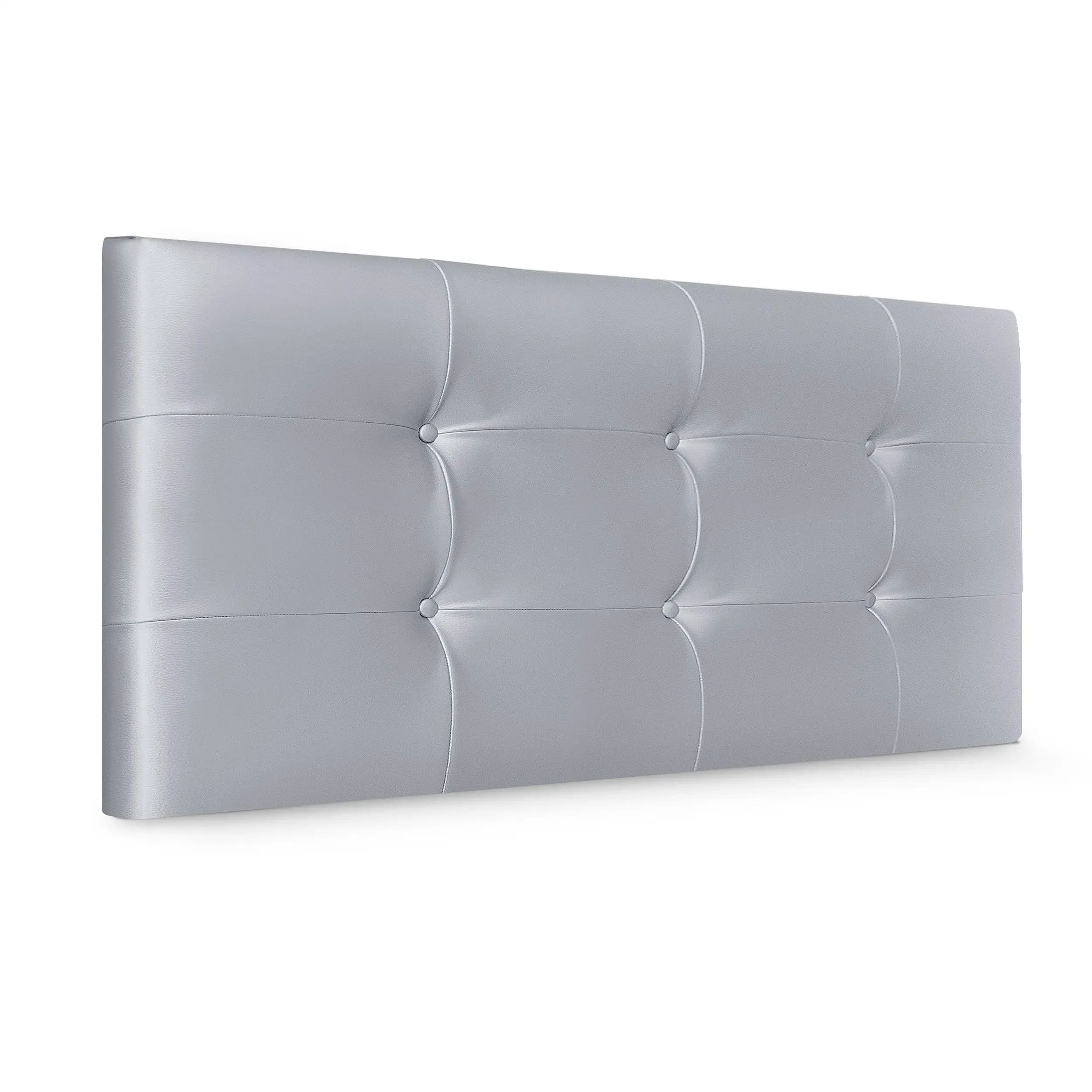 DHOME Cabecero Capitone Tapizado Polipiel o Tela Acualine con 8cm de Grosor Cabezales de Cama Acolchado Capitoné Cabeceros de Cama (Plata Polipiel)