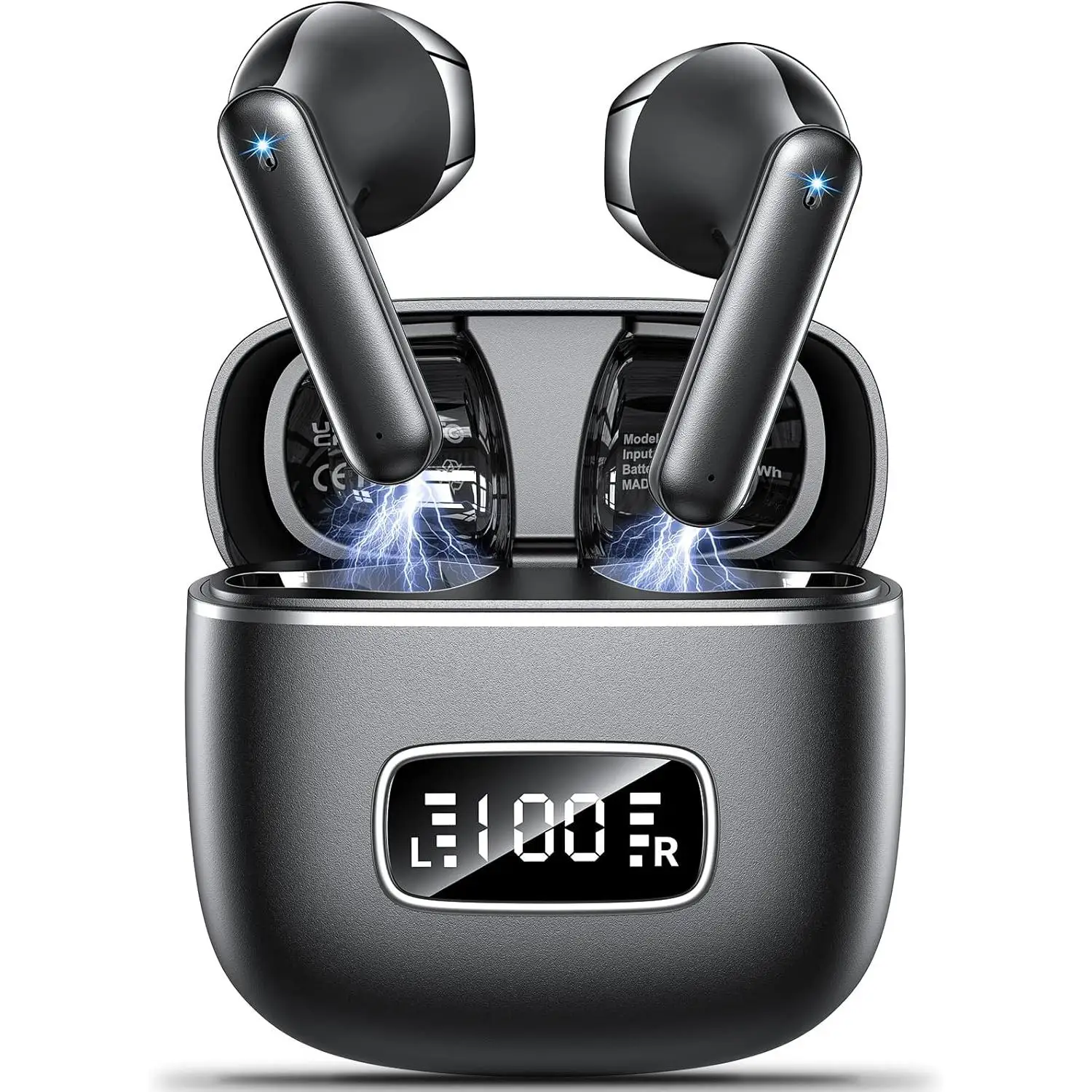 Wireless Earbuds, Bluetooth 5.3 Headphones with 4 ENC Noise Cancelling Mics, 40H Playtime, IPX7 Waterproof, LED Display, Ergonomic Design, Quick Charge, Ideal for Sports and Calls, Deep Bass Stereo Sound.