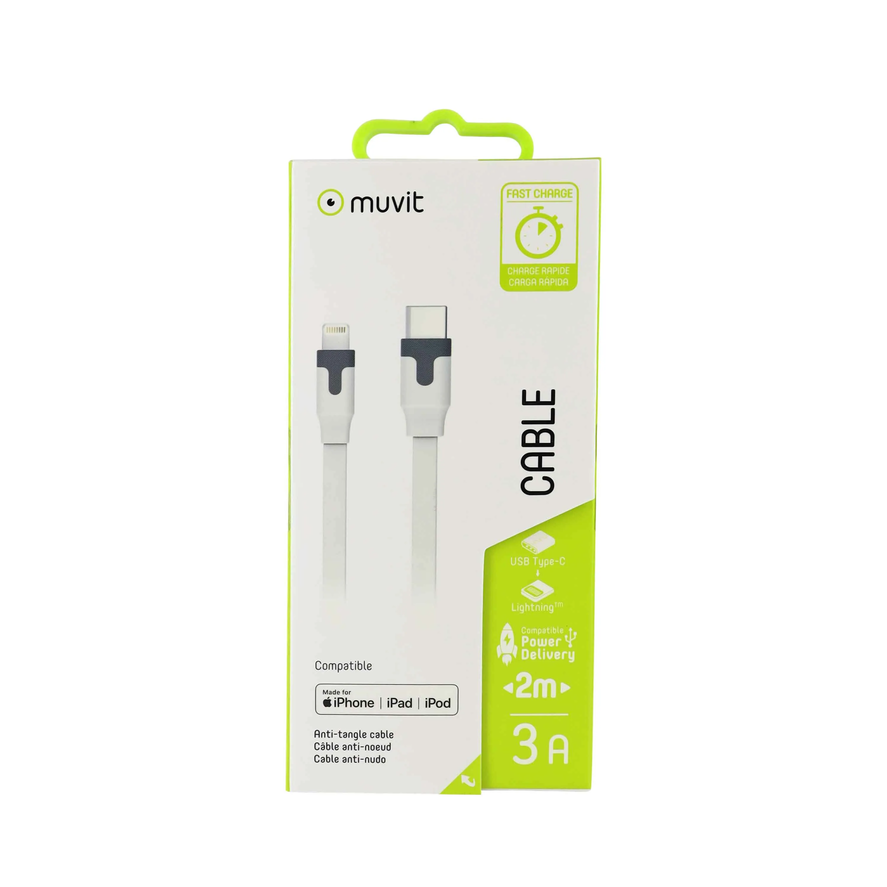 Muvit cable type C 2.0 to Lightning MFI 3A 2m White