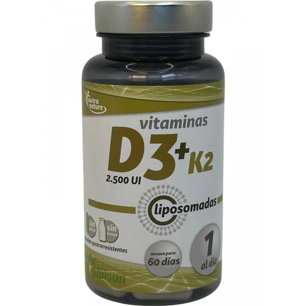 Vitaminas D3+K2 liposomadas (2.500iU+75mg) 60 Cápsulas de Pinisan