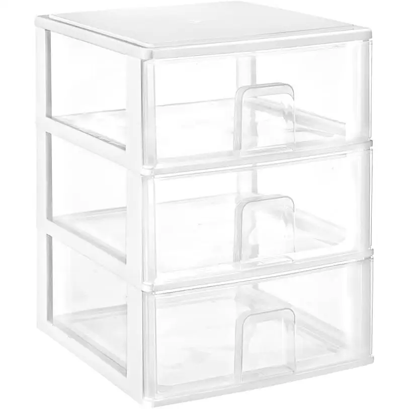 COM-FORT HOUSE  Cajonera Apilable de Plástico  Modelo Transparente  Color Blanco   Cajones de Almacenamiento Modular