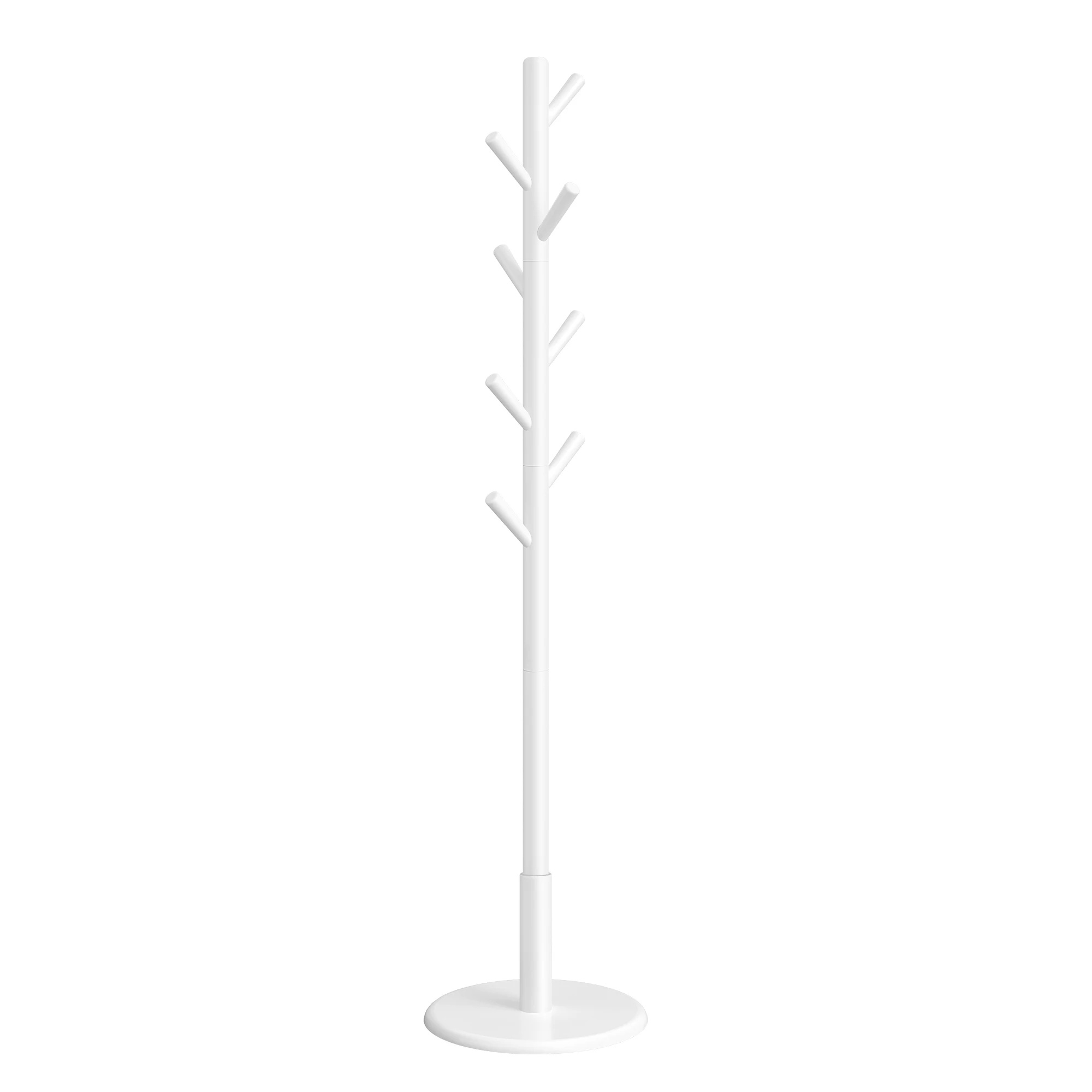 VASAGLE Perchero, Madera Maciza, en Forma de Árbol, 8 Ganchos para Chaquetas, Sombreros, para Pasillo, Ganchos y Barra de Soporte de Madera de Caucho, Blanco Nube, Regalo de Navidad