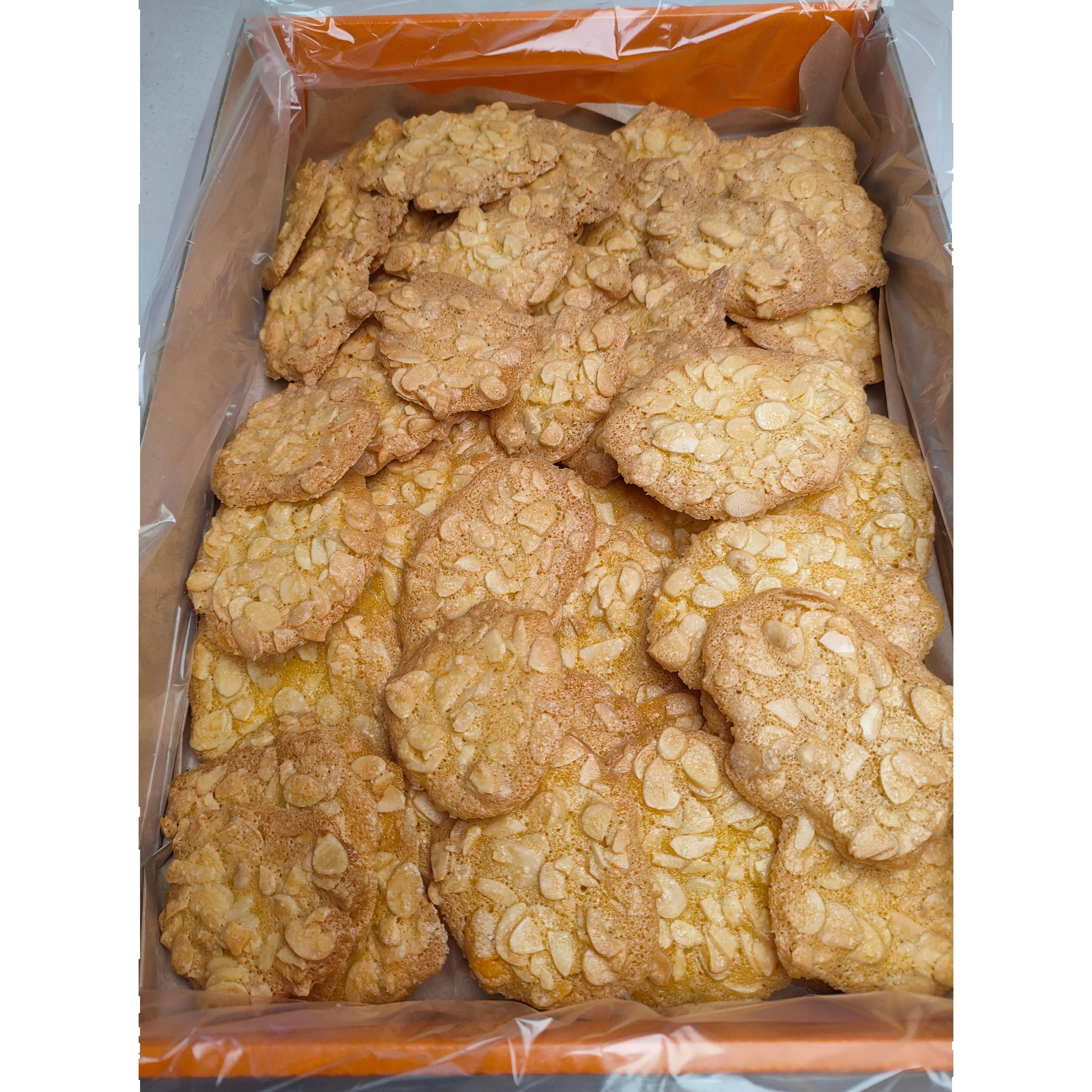 Panvivo. Tejas de almendra. Caja 1 Kg. Sin conservantes. Artesanas. Naturales. Sin grasas TRANS.