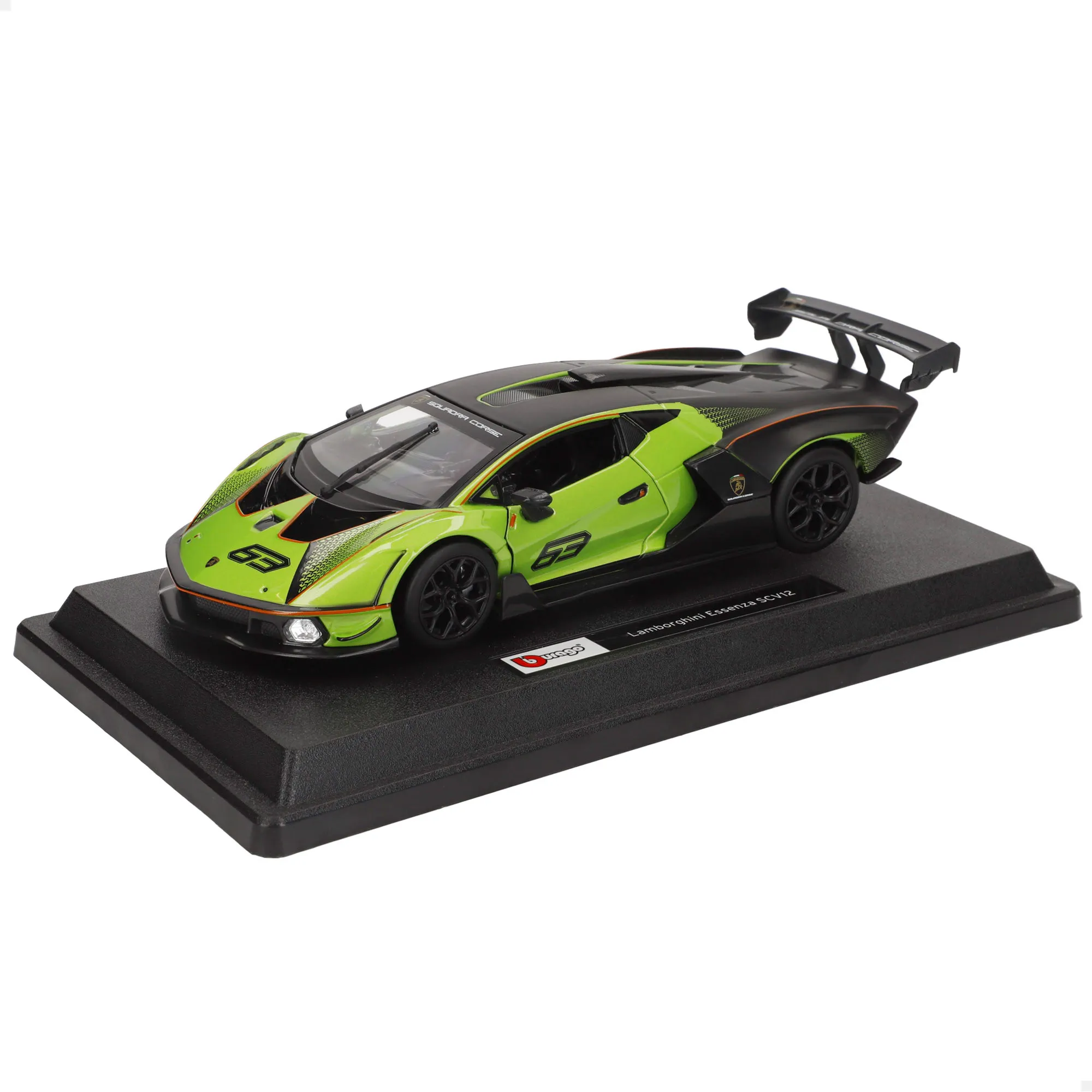 Burago - 1/24 Maqueta coche Lamborghini Essenza SCV12, Chevrolet Corvette C8R, Porsche 963, Porsche 911 Dakar, Ferrari 499P LMH, cuerpo metal, apertura puertas manual, maquetas de coches, miniatura de