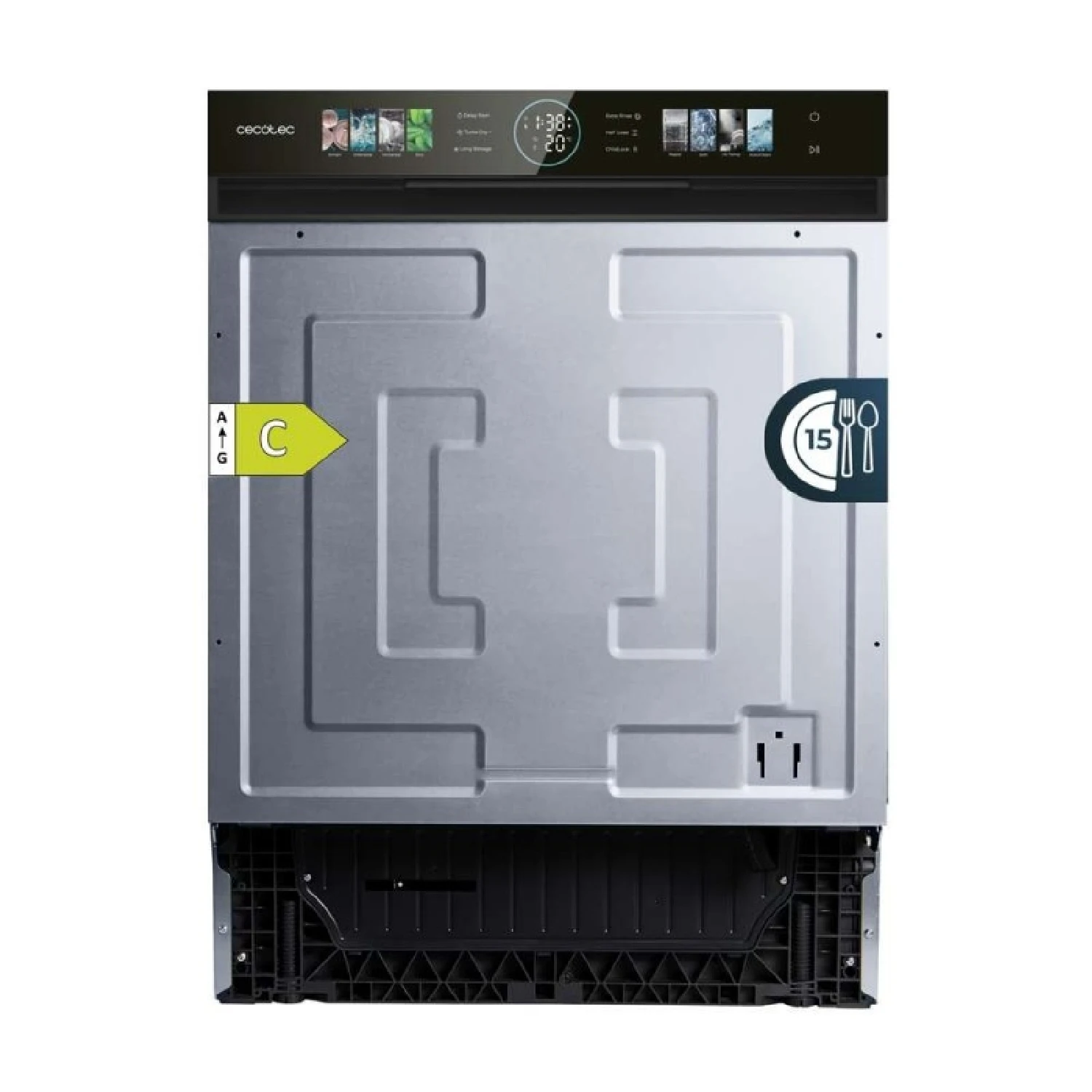 Cecotec Lavavajillas Semi-Integrable de 60cm Bolero Aguazero 6620 S-BI C, 1850W, 15 Cubiertos, 8 Programas, Motor Inverter