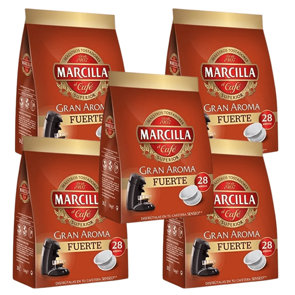 Pack of 5 senseo marcilla strong coffee great aroma 28 single doses