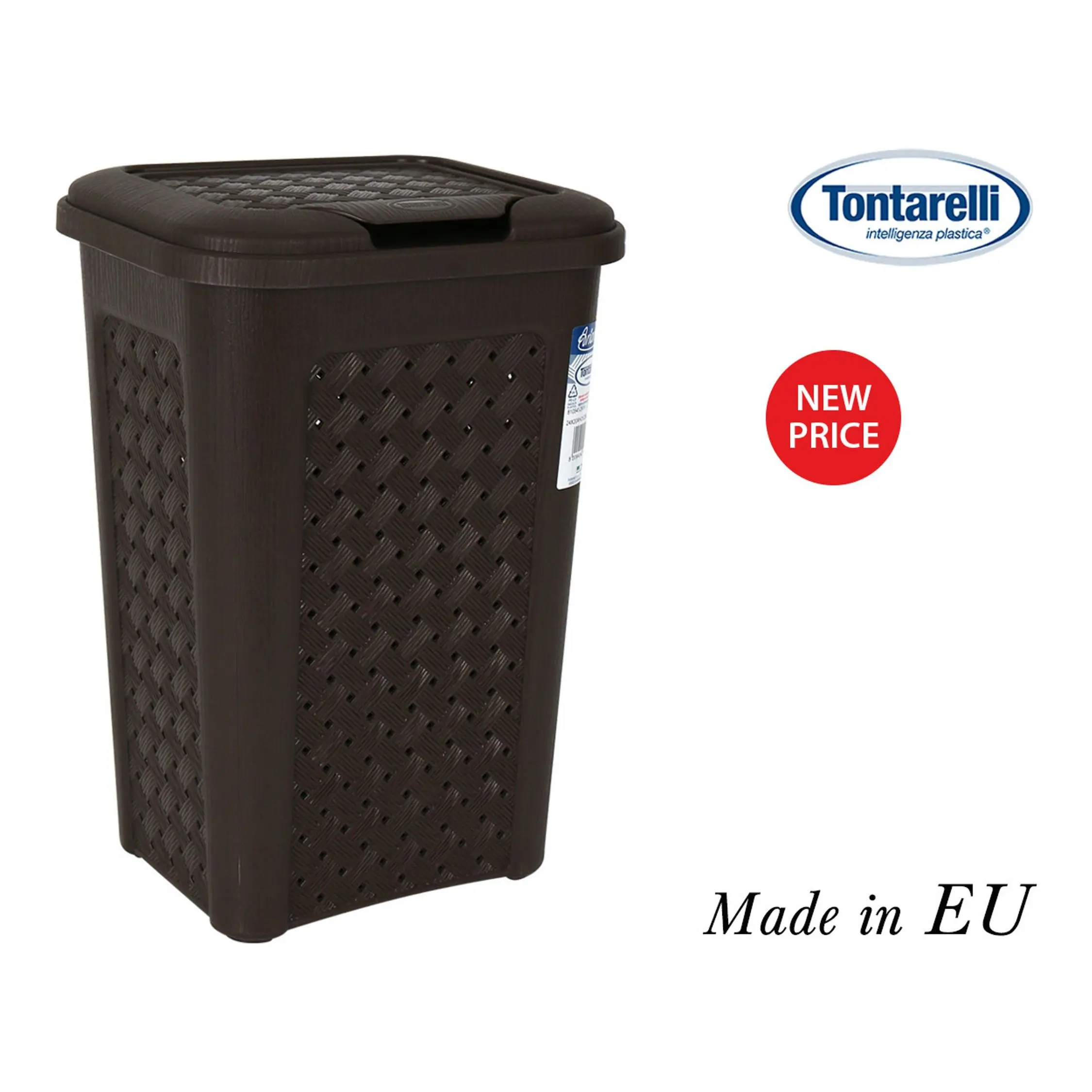 Tontarelli 10L Arianna Wenge trash can-elegant and functional design with lid and Pedal, durable and durable