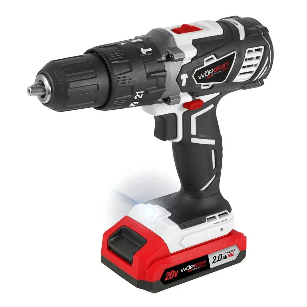 Taladro Percutor WORGRIP 20V – Batería 2.0Ah + Cargador Rápido 230V