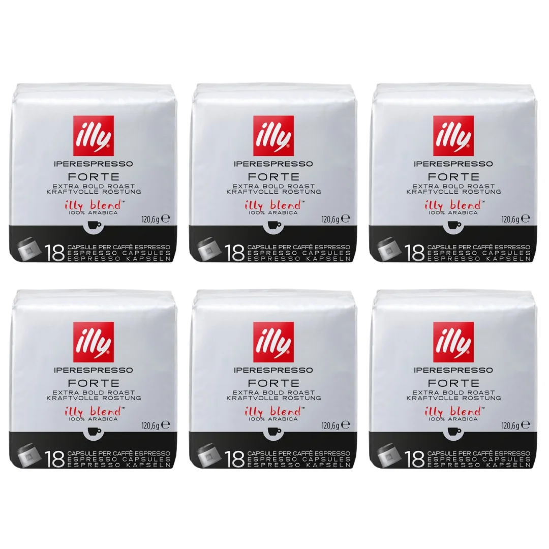 Illy iperespresso coffee capsules forte roast, 6 pack of 18 capsules, total 108 capsules - qumir