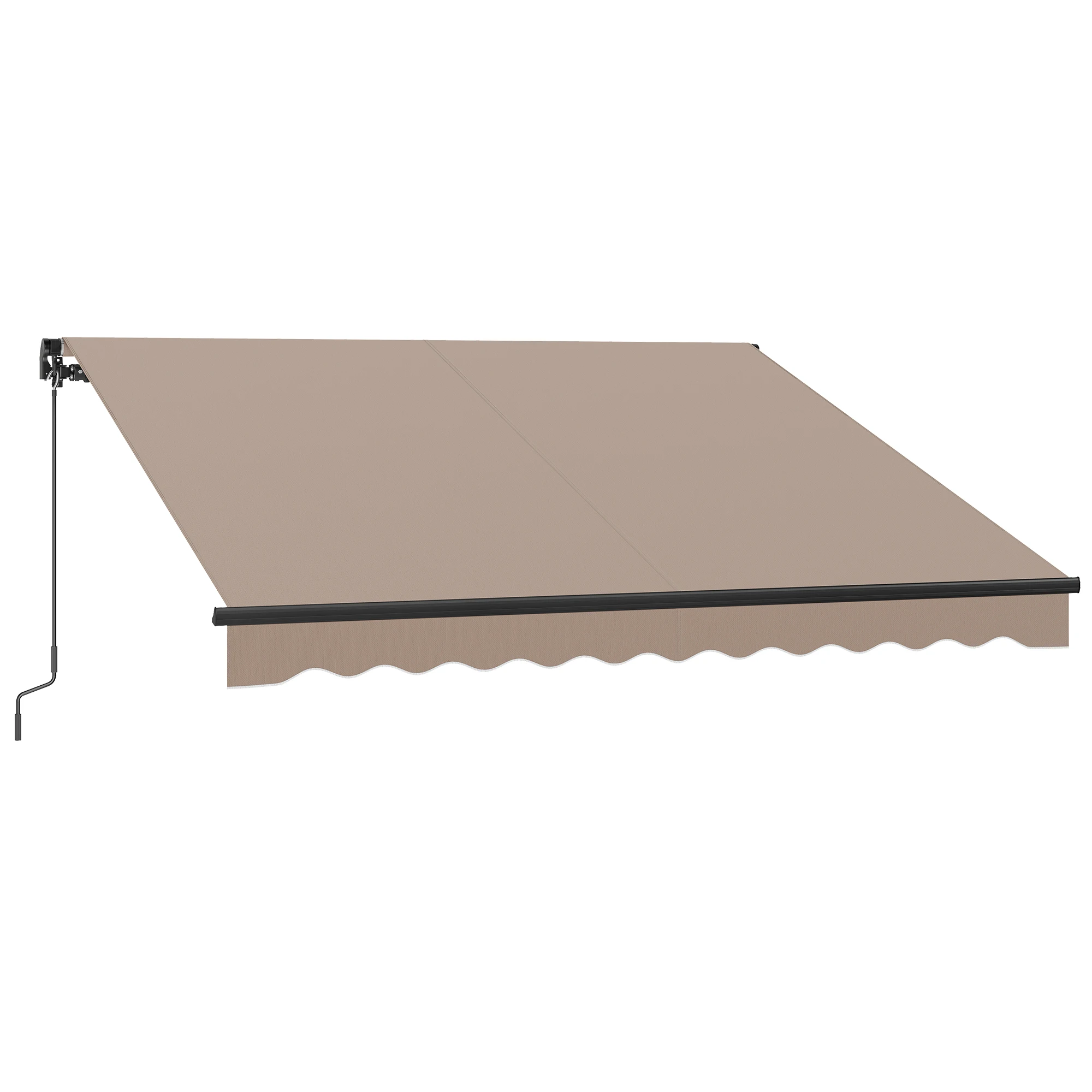 SONGMICS Toldo de Brazos Articulados, Toldo con Manivela, Parasol para Balcón, UPF 50+, Aleación de Aluminio, Ajustable, 300 x 250 cm, Marrón Amarillento/Gris