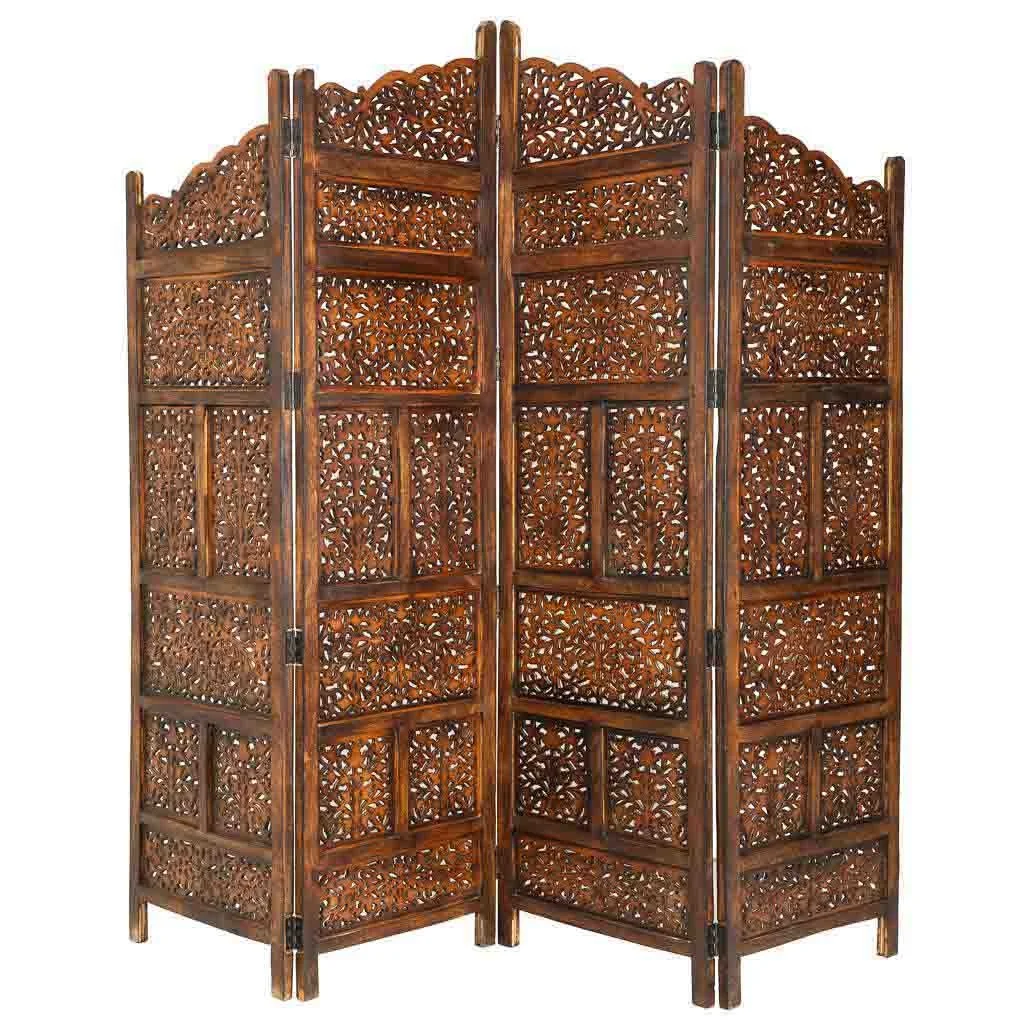 WANDERLUST DECO Paraban de Madera Artesanal Marron 50x4x2x180h Cm - Separador de Ambientes