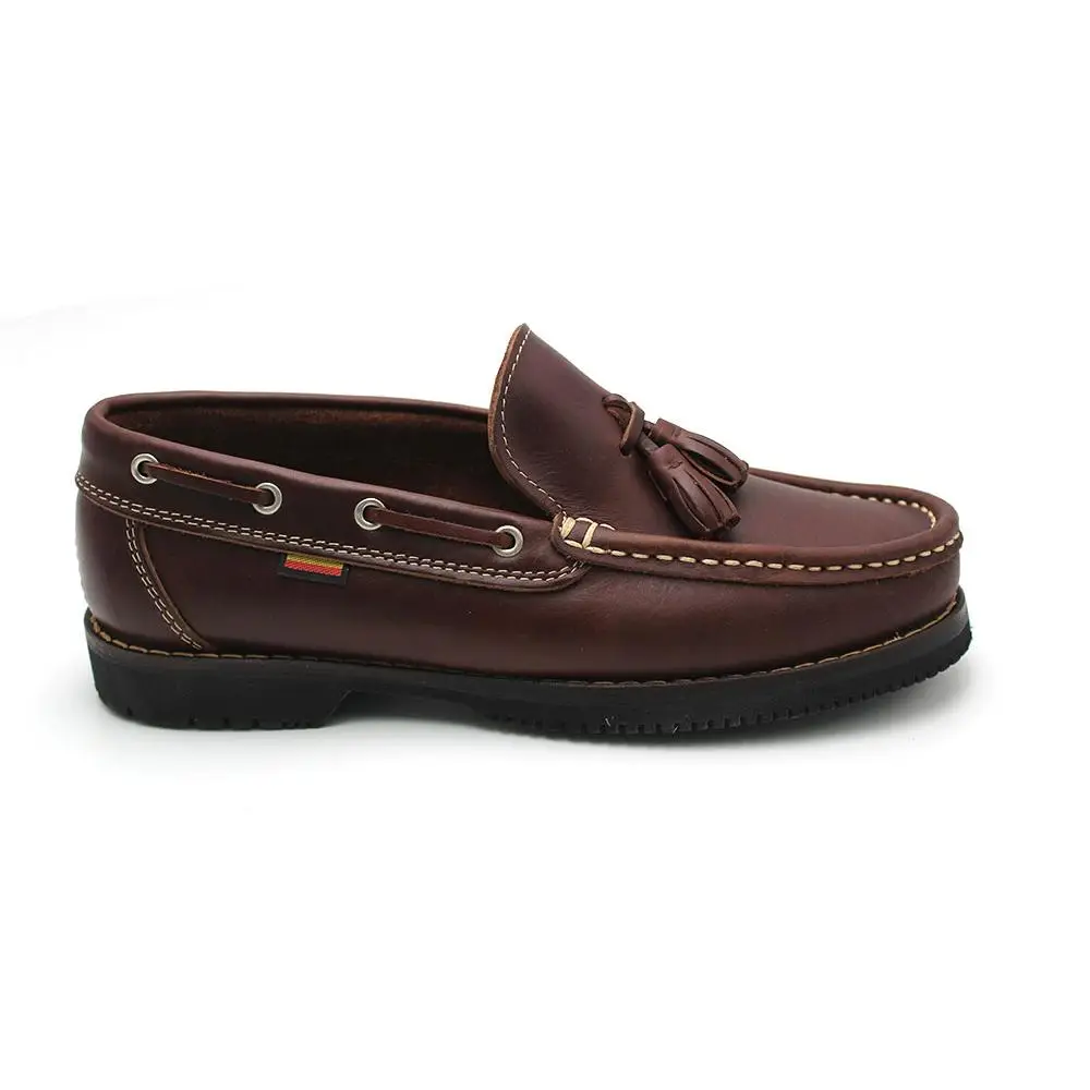 VALDEGAMA 406-B Zapato náutico con borlas, sin cordones y con suela de goma, hecho en españa, para caballero