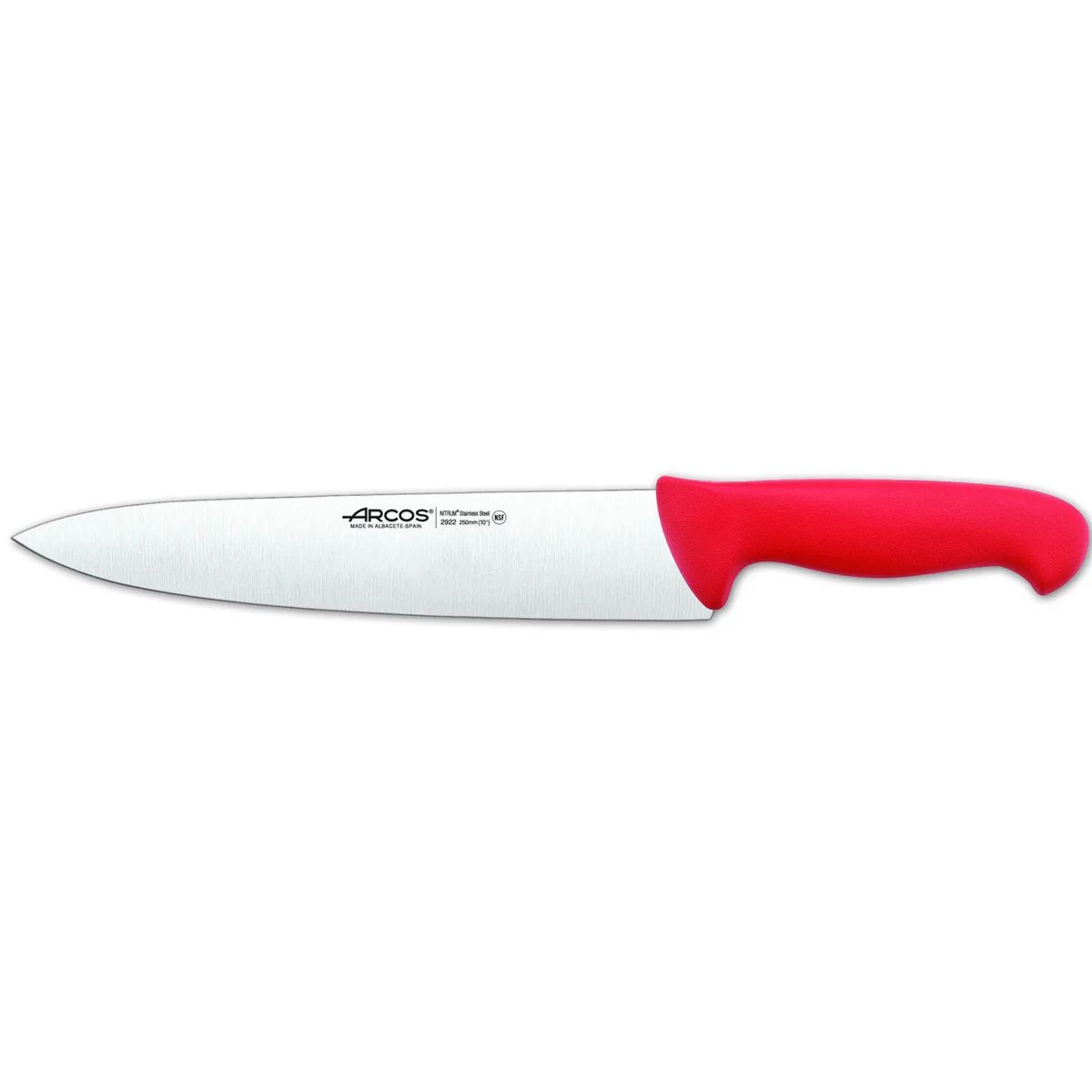 Cuchillo de Cocinero Arcos Colour Prof 292222 de Acero Inoxidable Nitrum y Mango Ergonómico de Polipropileno Rojo 25cm