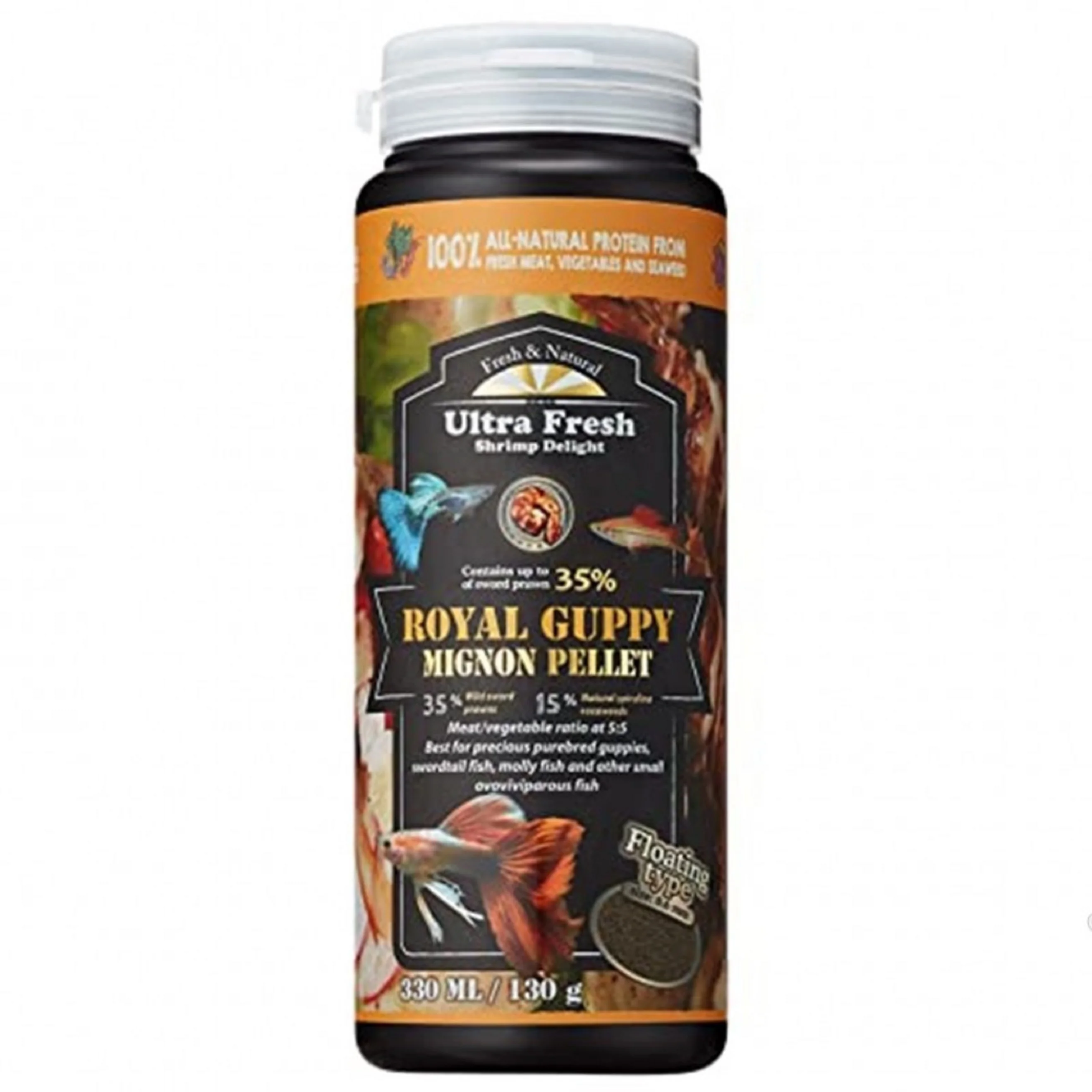 Azoo Ultra Fresh Pellet Mignon para Guppys 330ml - Alimento Premium para Peces Vivíparos