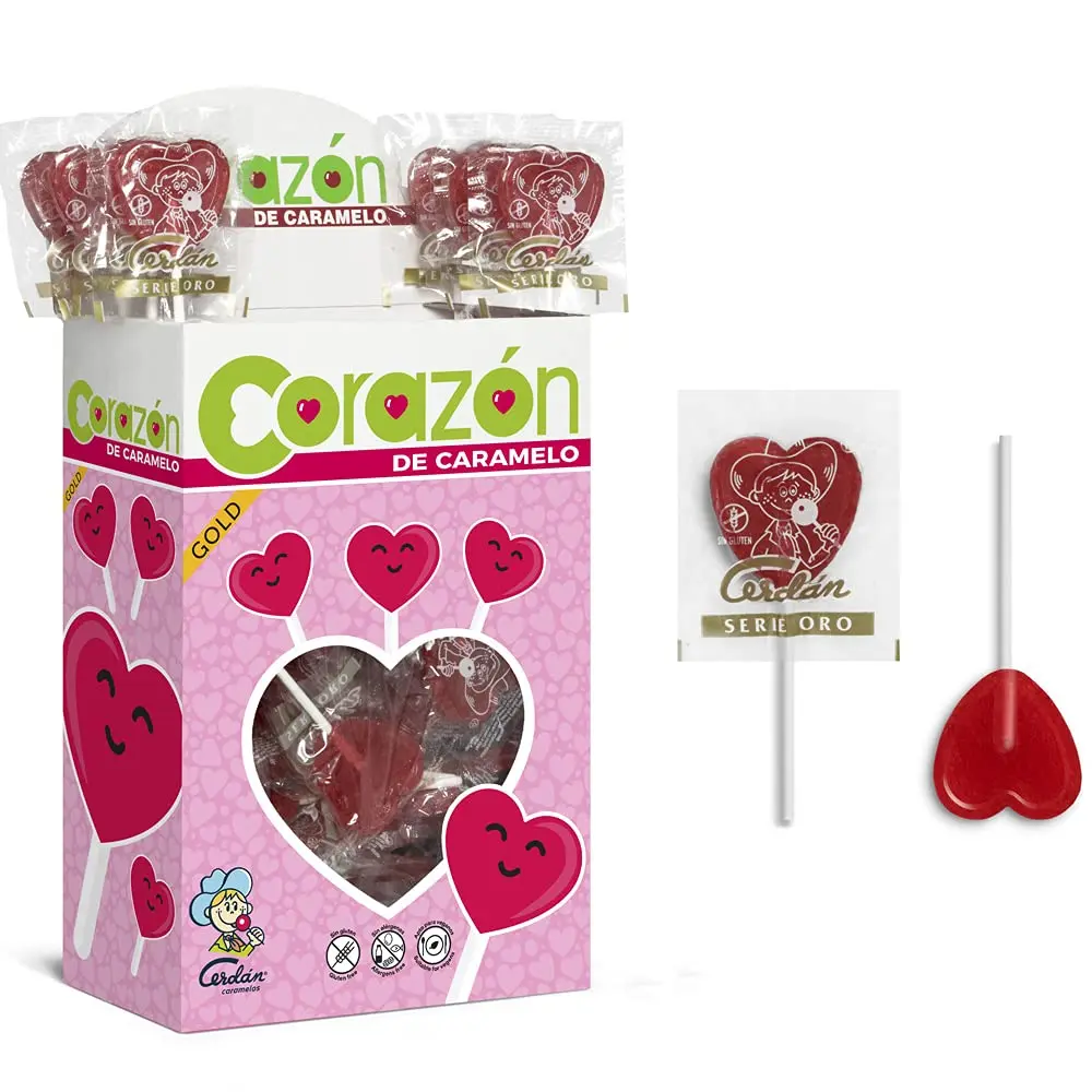 PIRULETAS CORAZON CEREZA CAJA 110 UNDS EDICION ORO CERDAN