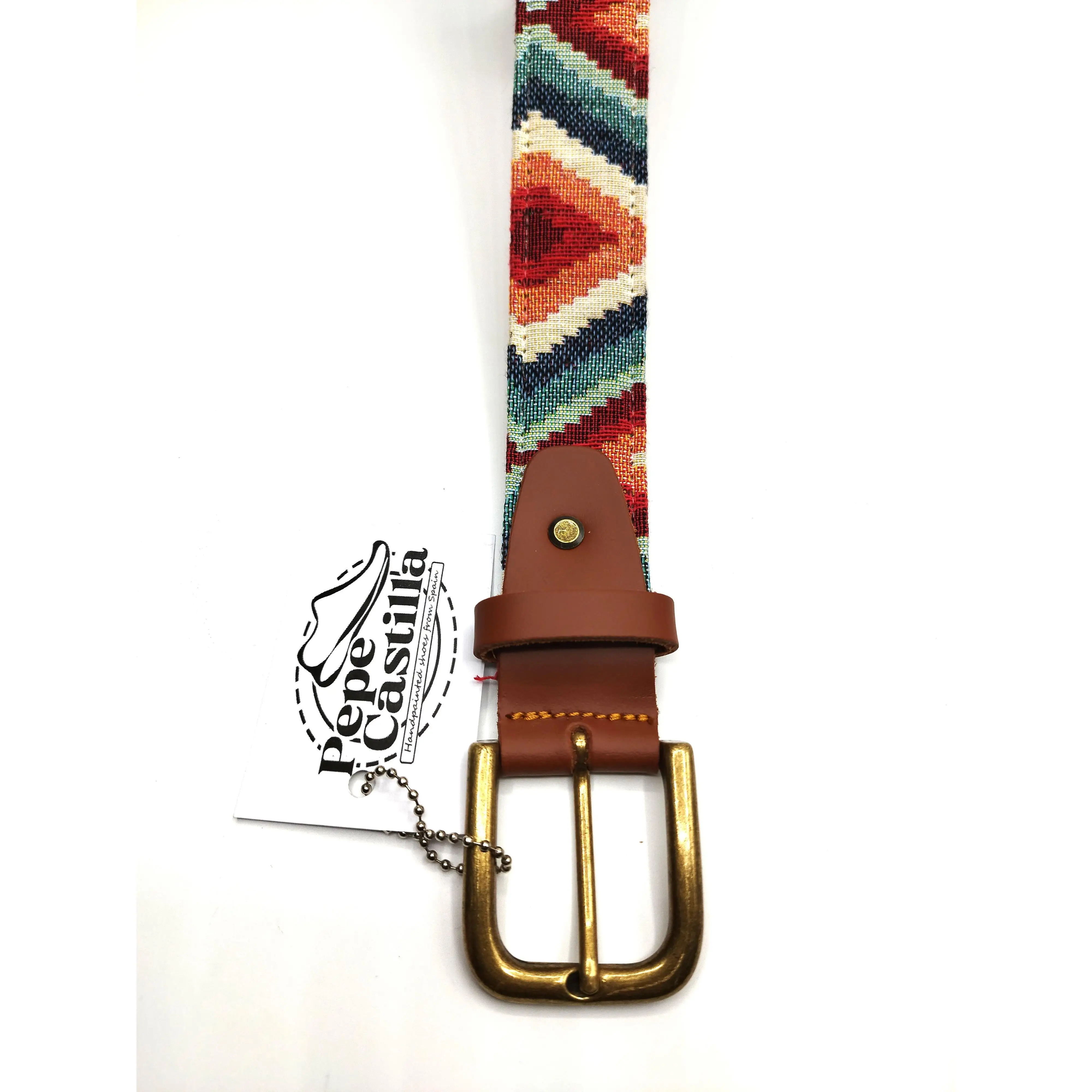 Belt-brand Pepe Castilla -M ° 25-manufactured in Seville (Spain)-Handmade-cotton and leather-We Prepare your size but it can be graduated to your size as it has a screw behind