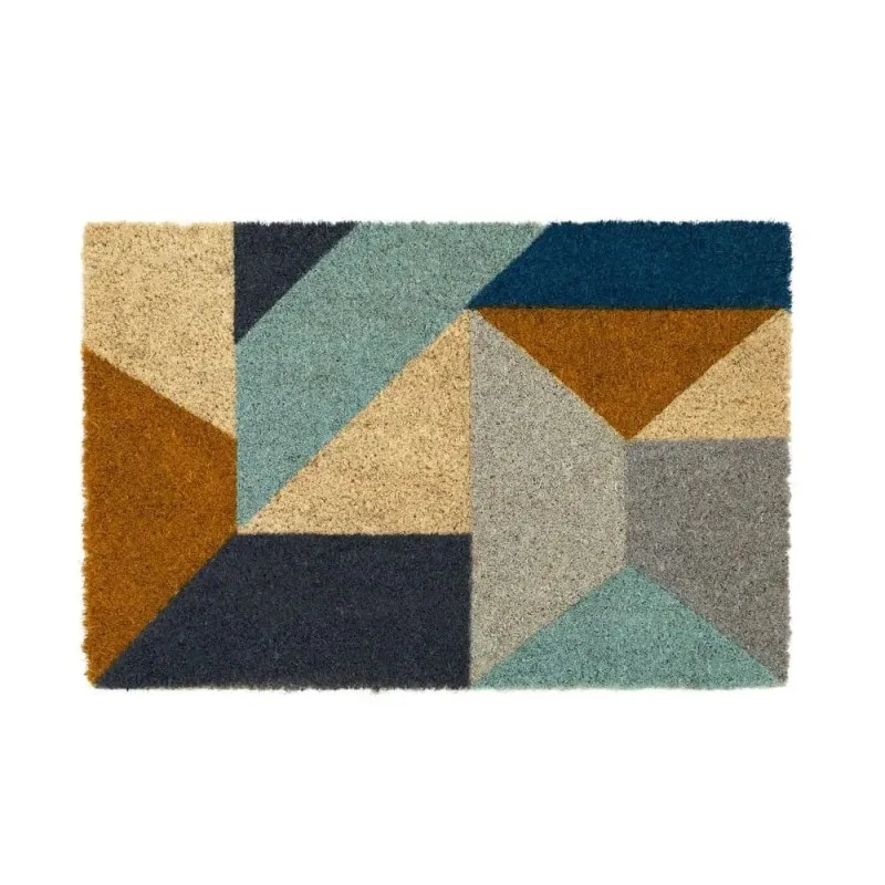 Dcasa 40x60 cm natural coconut fiber multicolor geometric abstract doormat