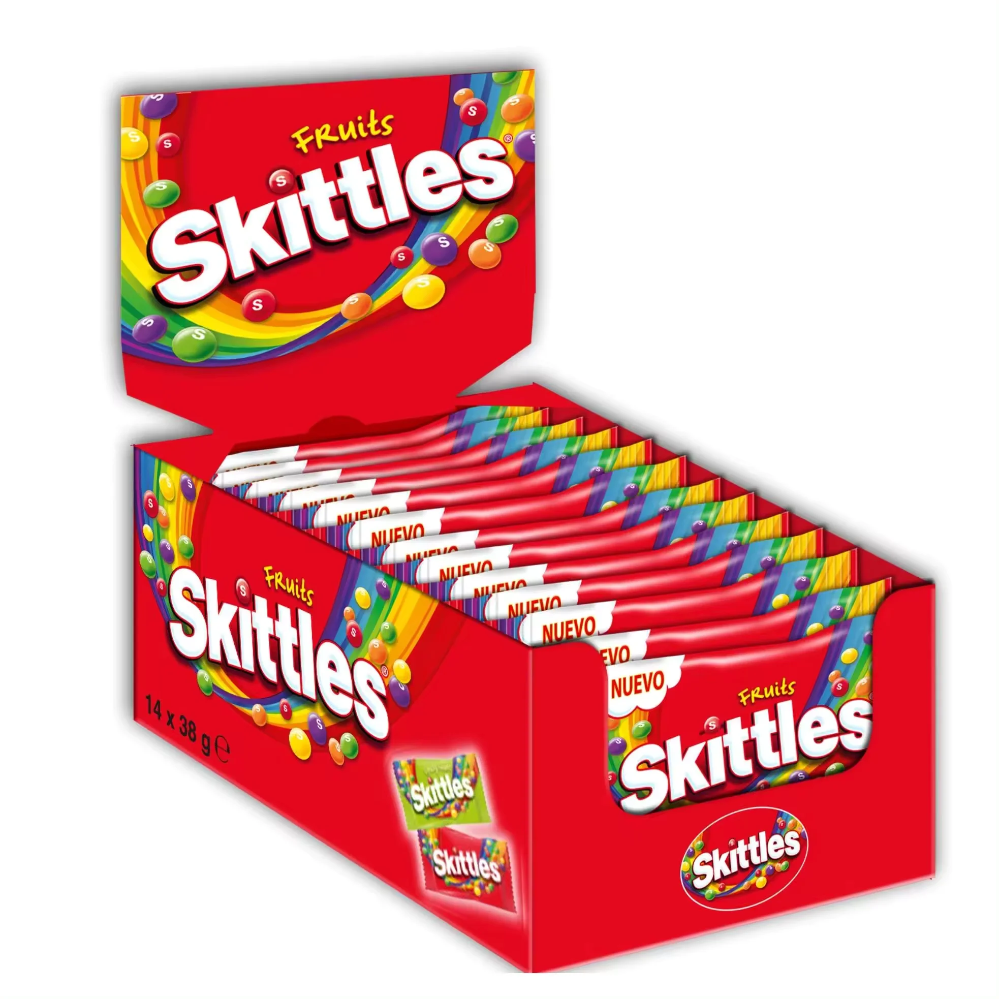 SKITTLES FRUIT-Chewy Candy Fruity Flavor-Box Of 14 Units of 38gr