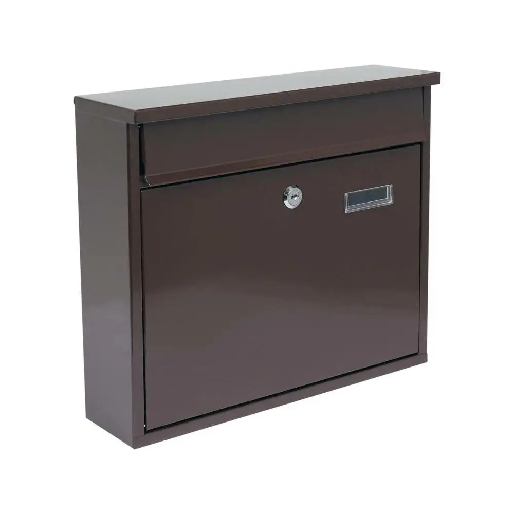 Buzón Metálico VOREL 78577 – 31x36x10 cm – Marrón con Cerradura y 2 Llaves