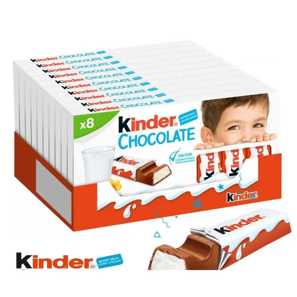 Kinder chocolate Nacional España caja 80 Barrita (8*10u) T8 de chocolate con leche Kinder rellena de crema de leche Sabor adaptados a gustos españoles producto de confianza KINDER