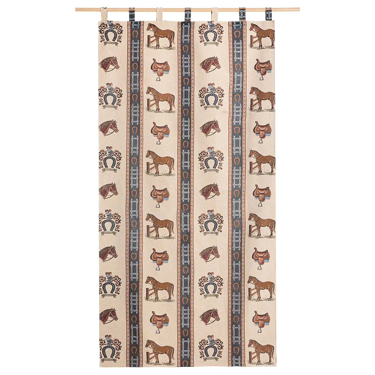 Cortina alpujarreña con trabillas CABALLOS Nº5 de 140x260 cm, Cortina de puerta exterior, de Lanovenanube