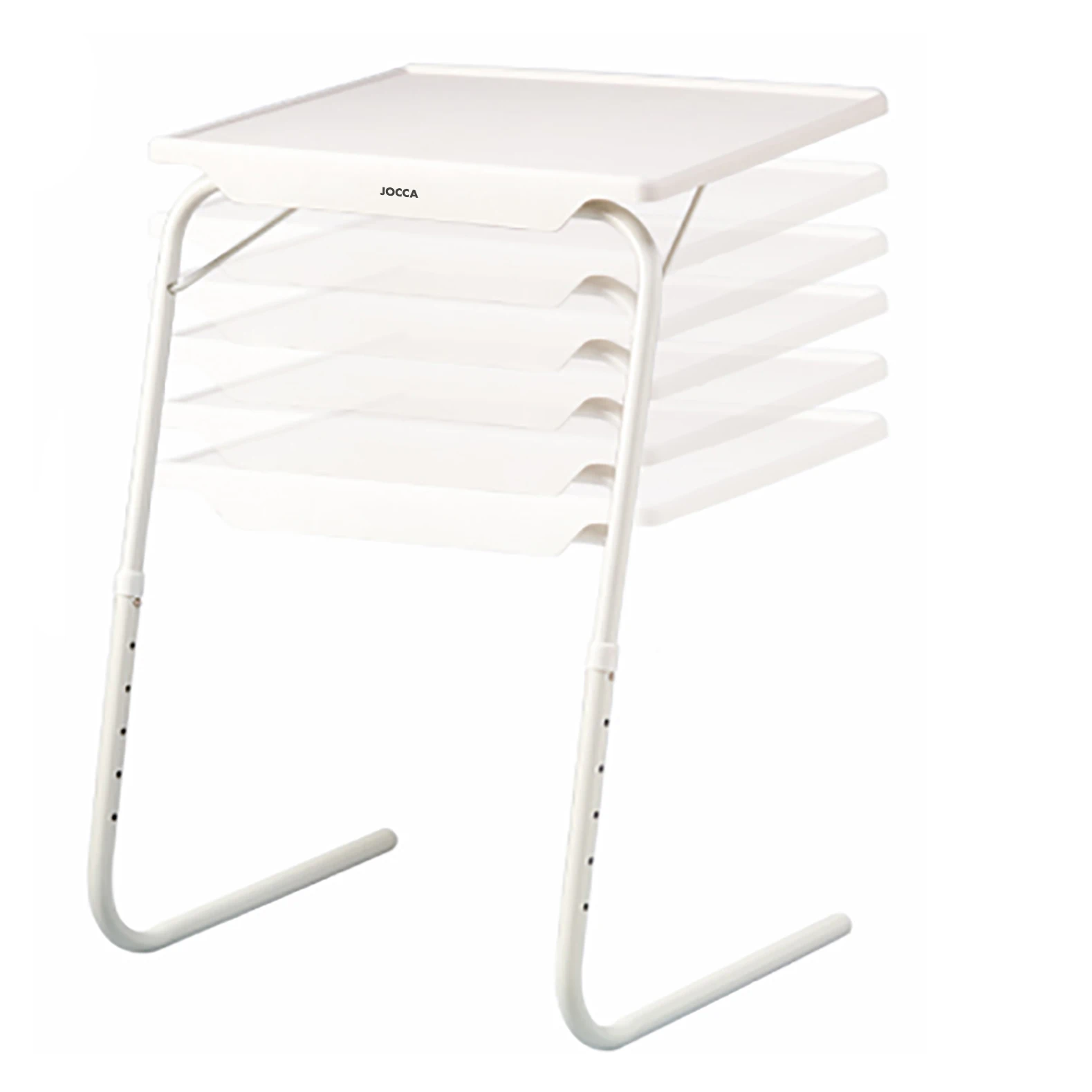 Jocca Auxiliary table, folding, multipurpose, adaptable in height and inclination in white. Portable, flexible, lightweight, strong tables, easy to carry and store.