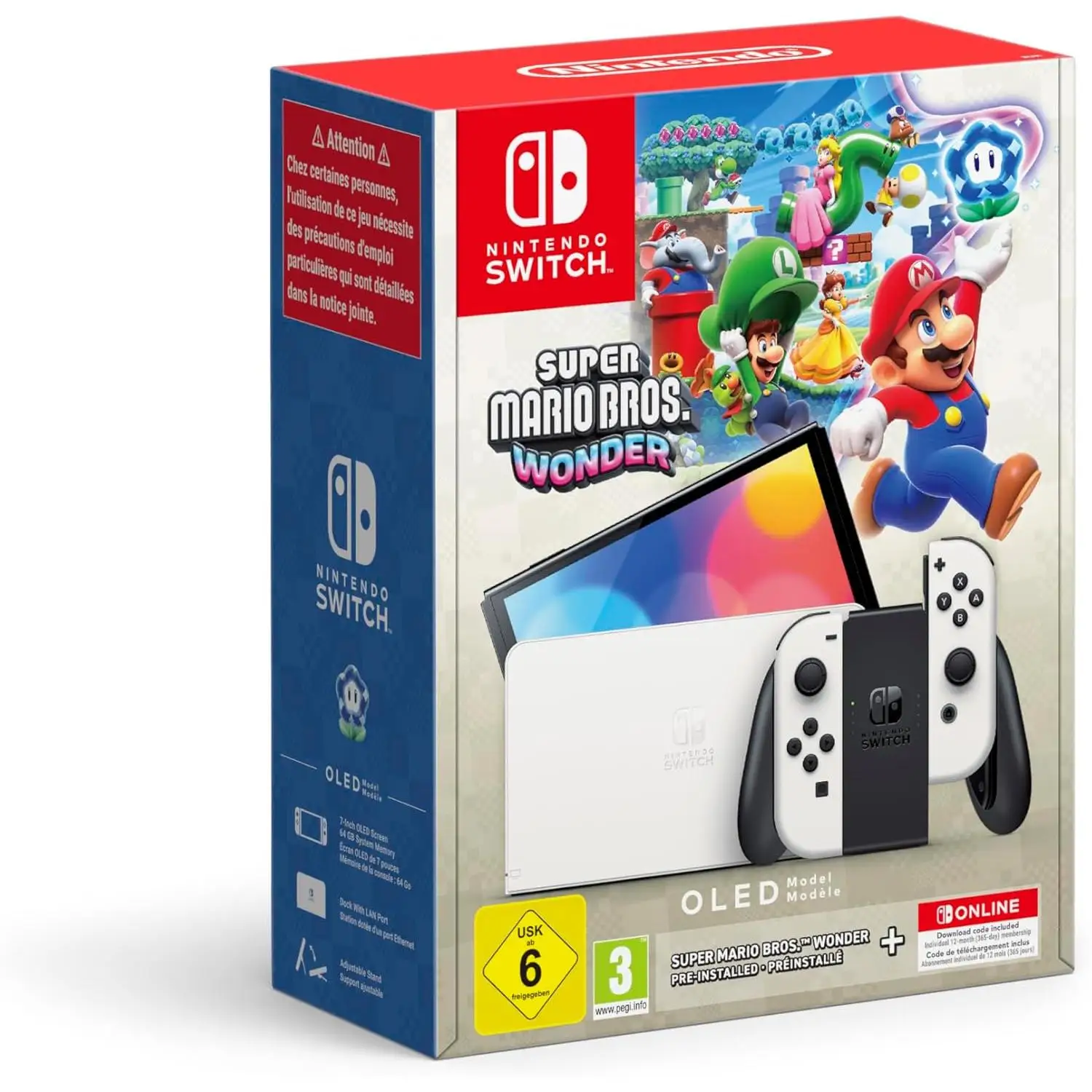 Nintendo Switch console (Oled version) White + Super Mario Bros/Nintendo Switch console (Oled version) neon blue/neon red/Nintendo Switch console (Oled version) White