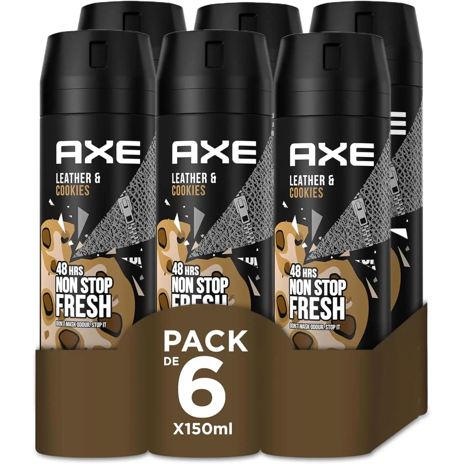 Axe Desodorante en Aerosol para Hombre Bodyspray Leather & Cookies 150ml - Pack de 6