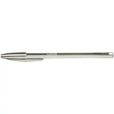 Bic cristal shine boligrafo de bola - punta media de 1.0mm - tinta con base de aceite - elegante cuerpo plateado - color negro - caja de 20 ud (20 uds)