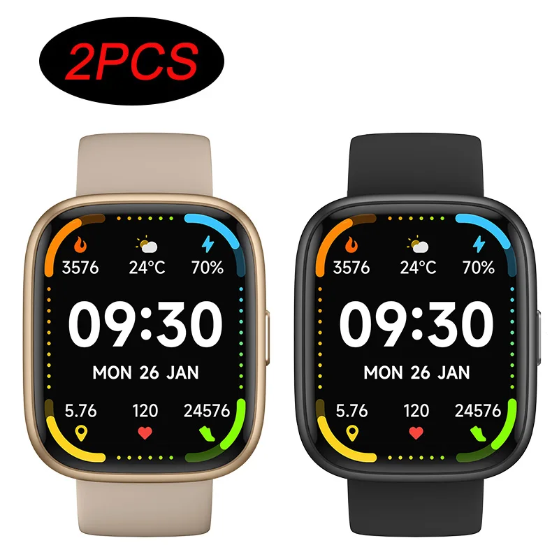 Pack de 2 Relojes Inteligente 1.83" TFT-LCD IP68 Llamadas Bluetooth, Asistente de Voz Alexa, 100 Modos Deportivos, Monitoreo de Ritmo Cardíaco, Presión, SpO₂, Sueño y Ciclo Femenino, Diales