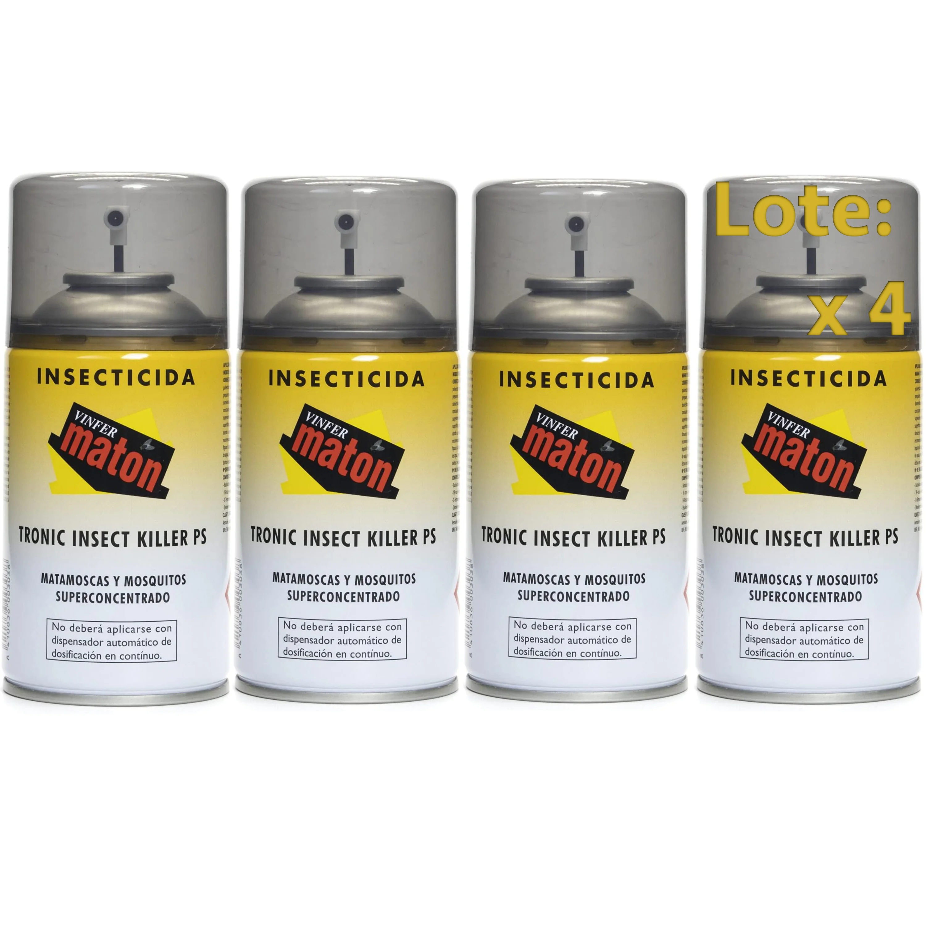 Vinfermatón - Insecticida Recambio PS Tronic - 250 ml - LOTE 4 UNIDADES - SUPER CONCENTRADO - Insecticida Mosquitos y Moscas Concentrado Matón PS 250 ml