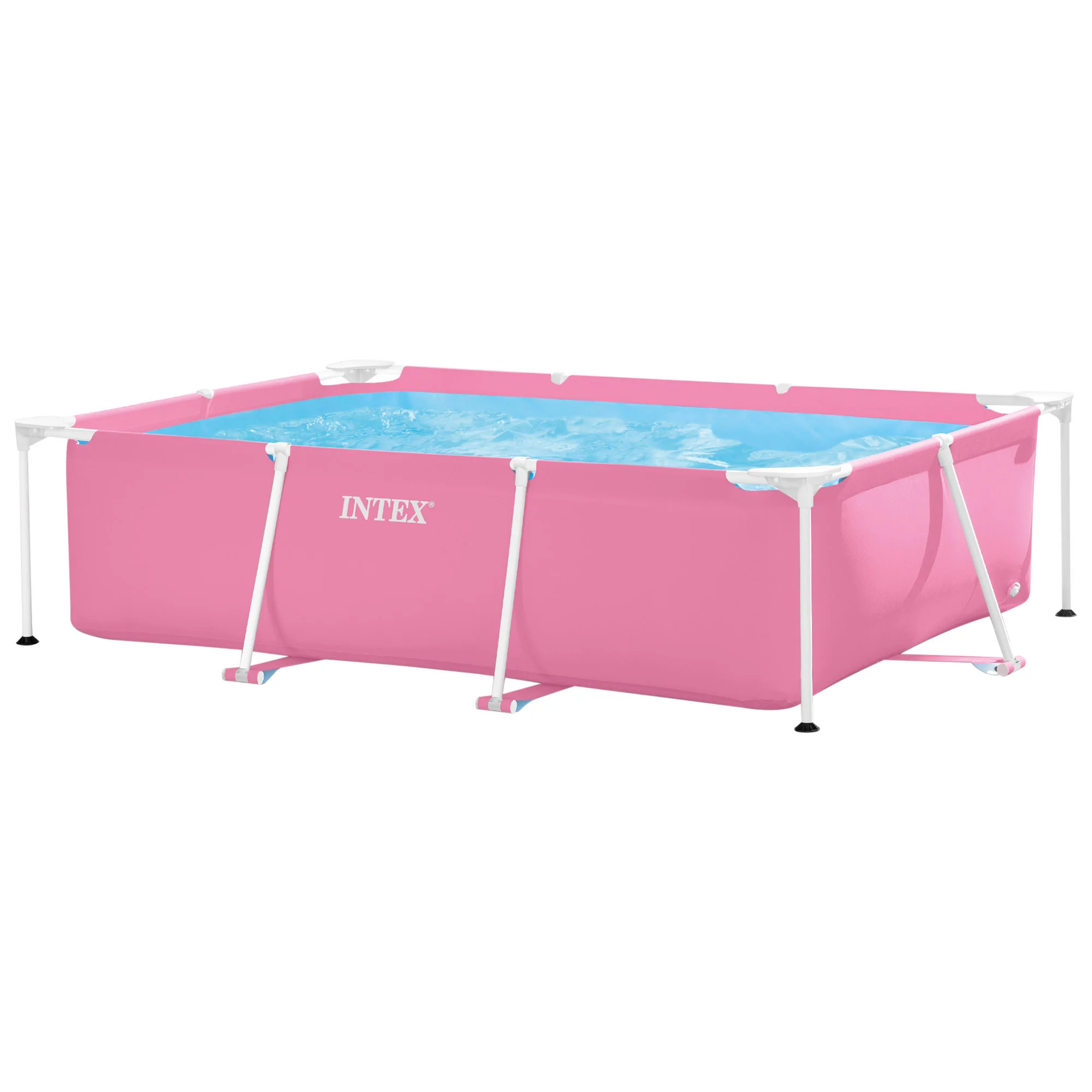 Piscina desmontable infantil INTEX color rosa, medidas 220x150x60cm, rectangular, incluye tapón para desagüe y parche de reparación, capacidad de 1.662L
