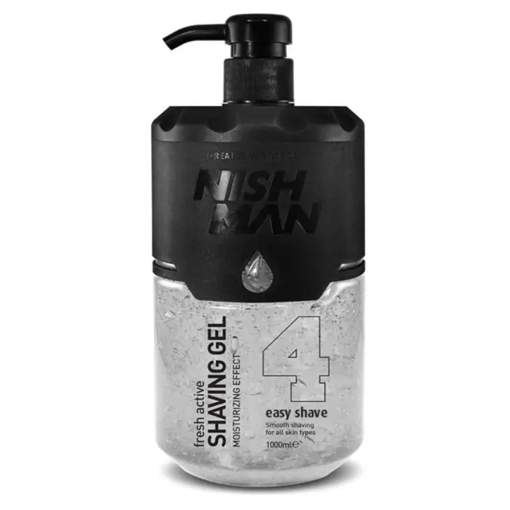 NISHMAN Gel de Afeitado 04 - Easy Shave 1000ml - Para un Afeitado Suave, Hidratante y Nutritivo - Protección Perfecta para una Piel Suave - Fragancia Fresca y Duradera - Cuidado Masculino