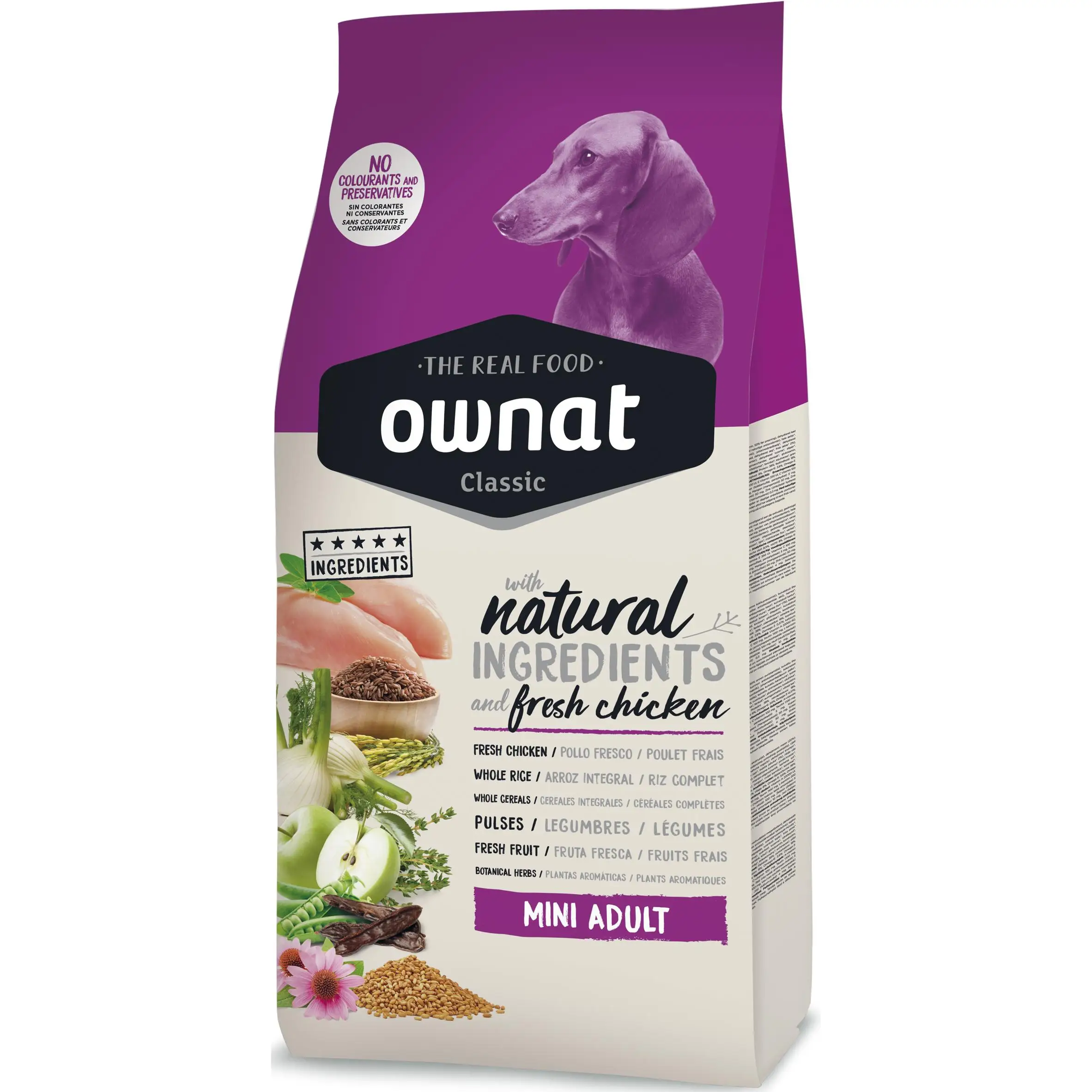 OWNAT CLASSIC MINI ADULT 4KG. Feed for adult dogs of small breeds.