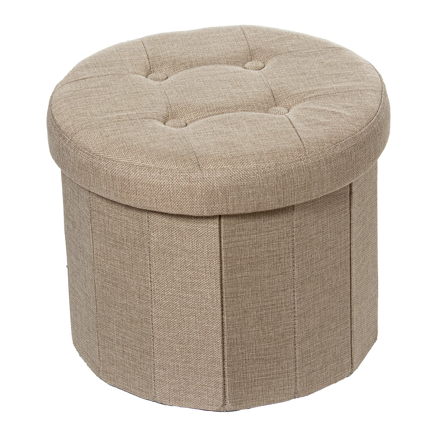 Puf plegable poliester gris almacenaje 38x38cm