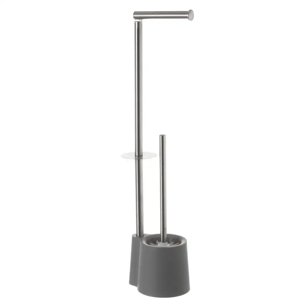 Lola Home Portarrollos escobillero gris de acero inoxidable de 65x12x16 cm