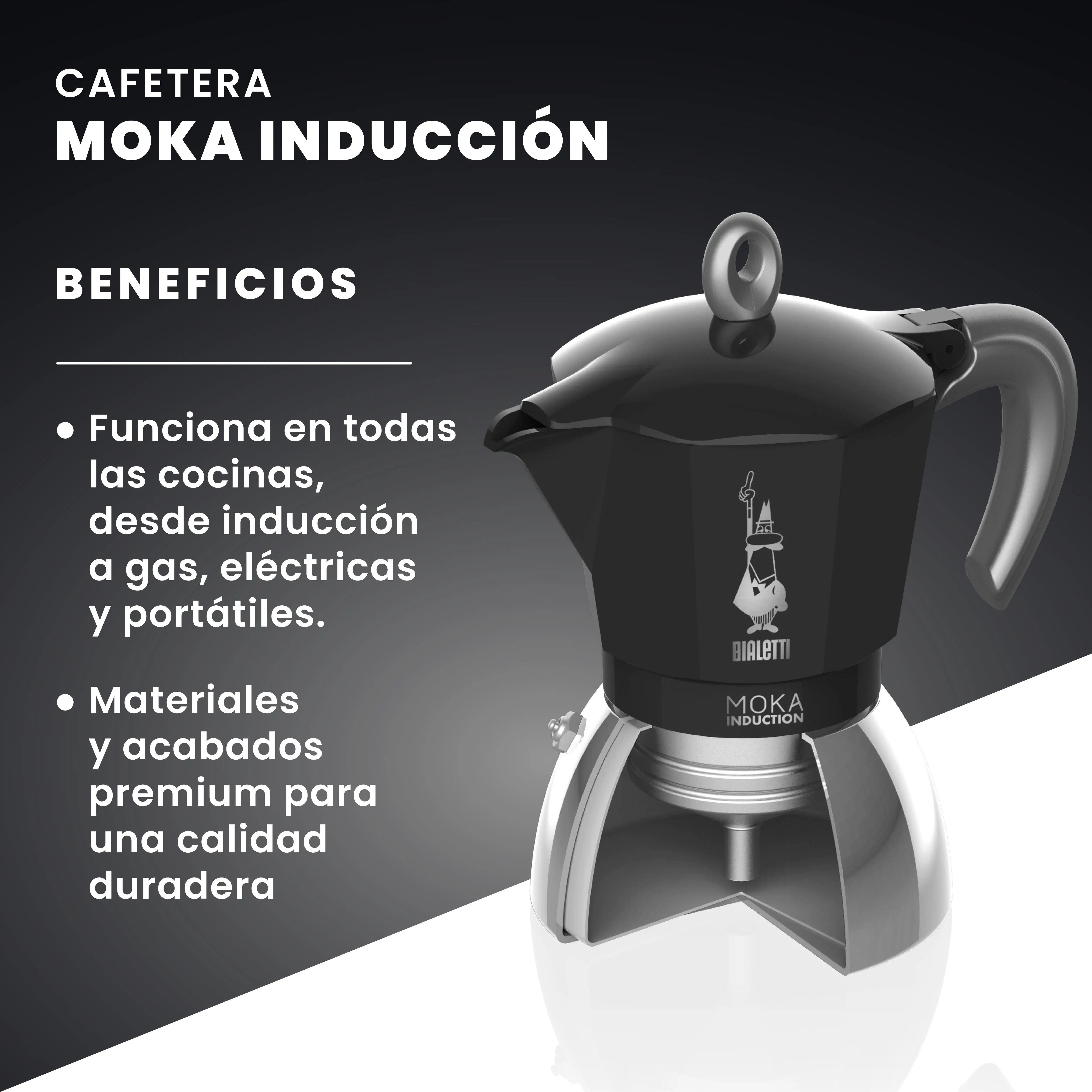 Bialetti italian induction coffee maker - induction mocha different sizes 2, 4, 6 cups, high quality aluminum and steel coffee maker in red and black for use in the kitchen