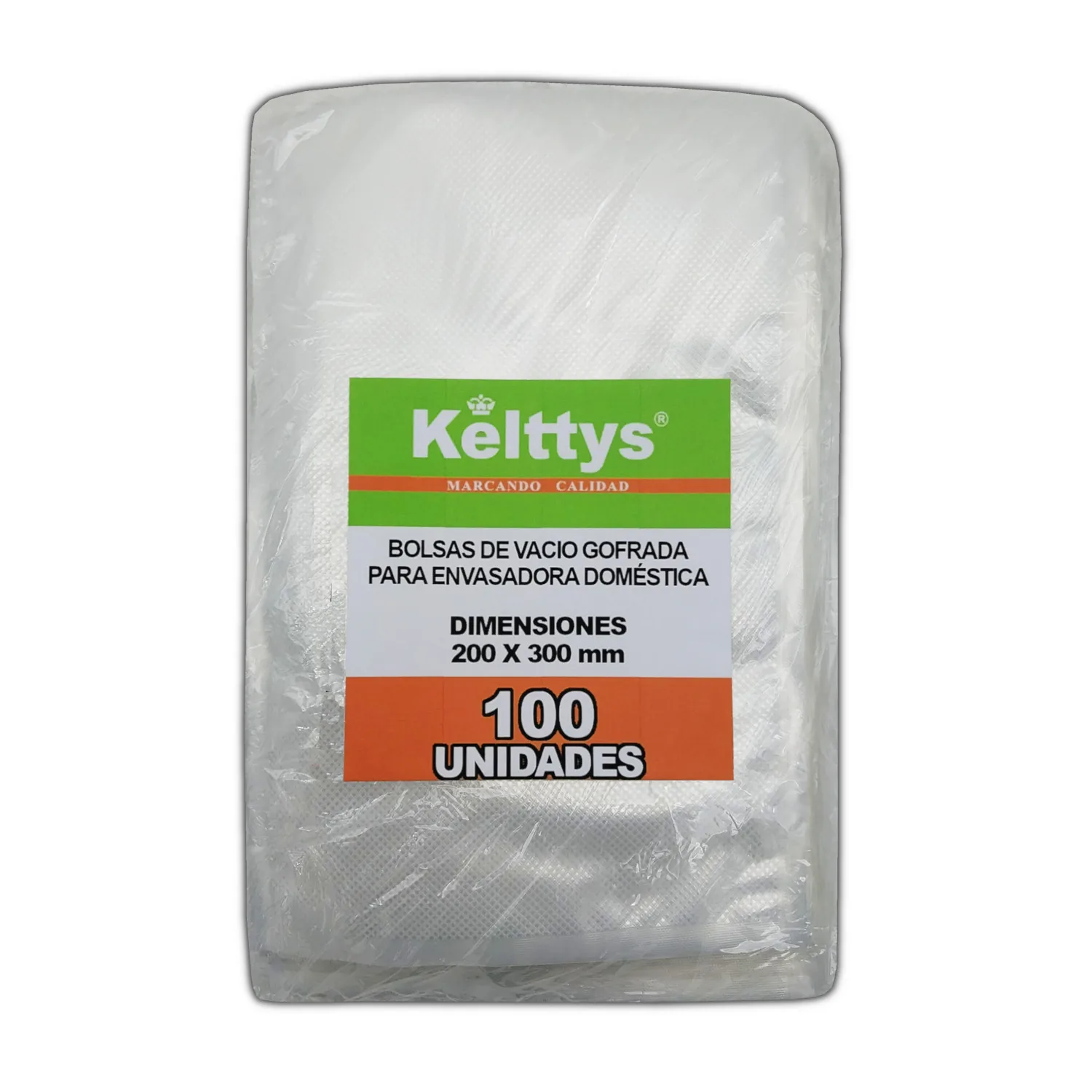 Bolsa de vacío gofrada (20x30cm). 100 Unidades. 90 micras. Bolsa para el envasado al vacío de alimentos, funciona con todo tipo de envasadoras domésticas