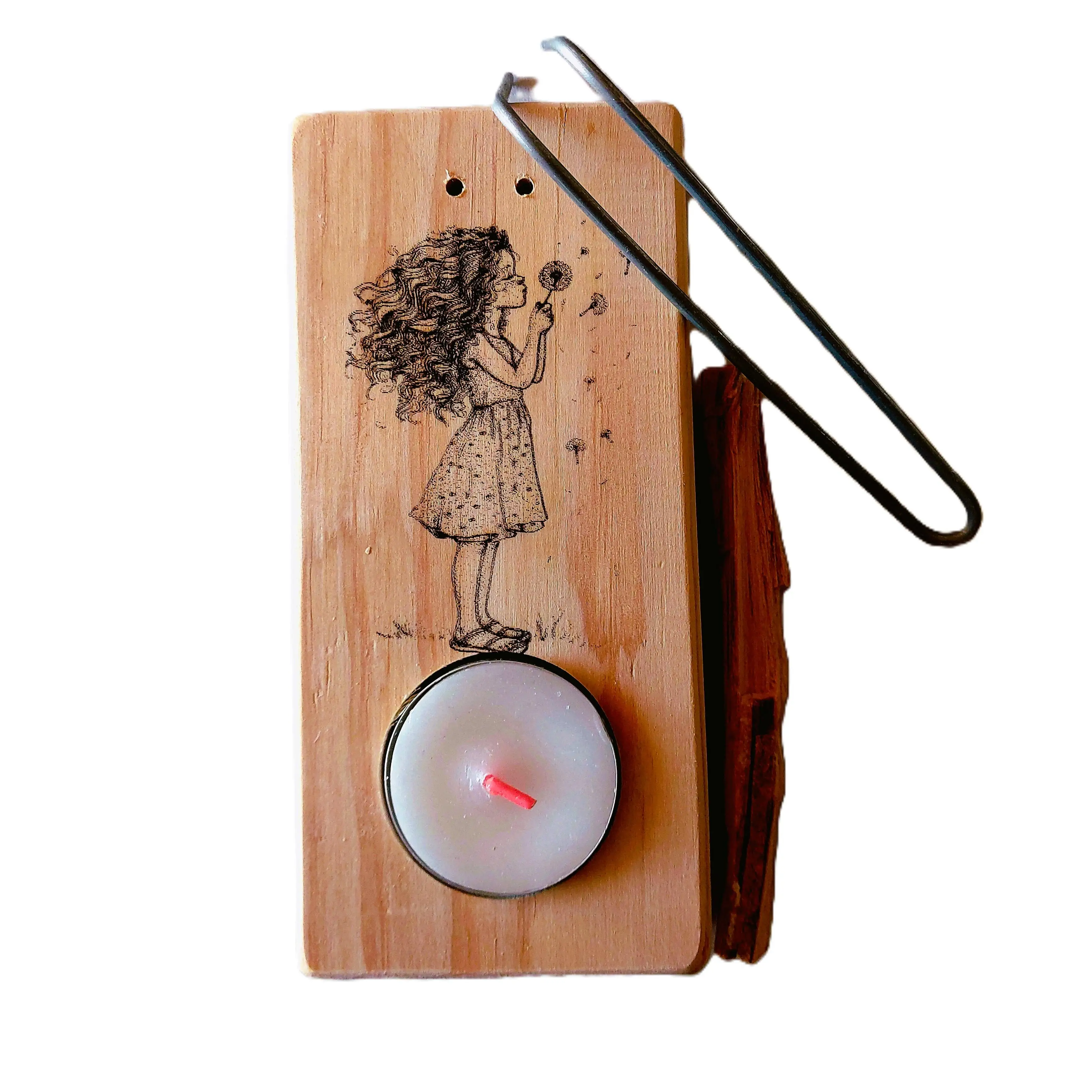 YA-DECOREGALOS Quemador de Palo Santo / Incienso / Atados, hecho a mano con madera natural, varillas metálicas, velita de té y palo santo incluidas. Armoniza espacios, elimina negatividad. Kit