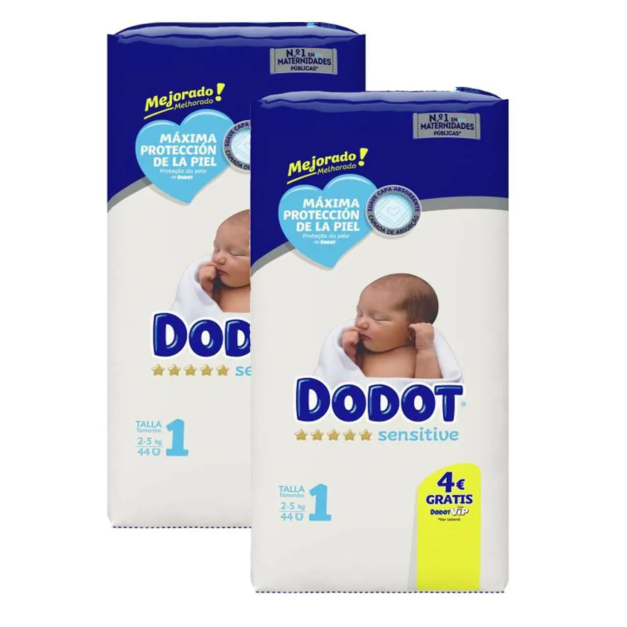 PACK de 2 - DODOT PAÑAL SENSITIVE TALLA 1-  (2 X 44 UNIDADES)