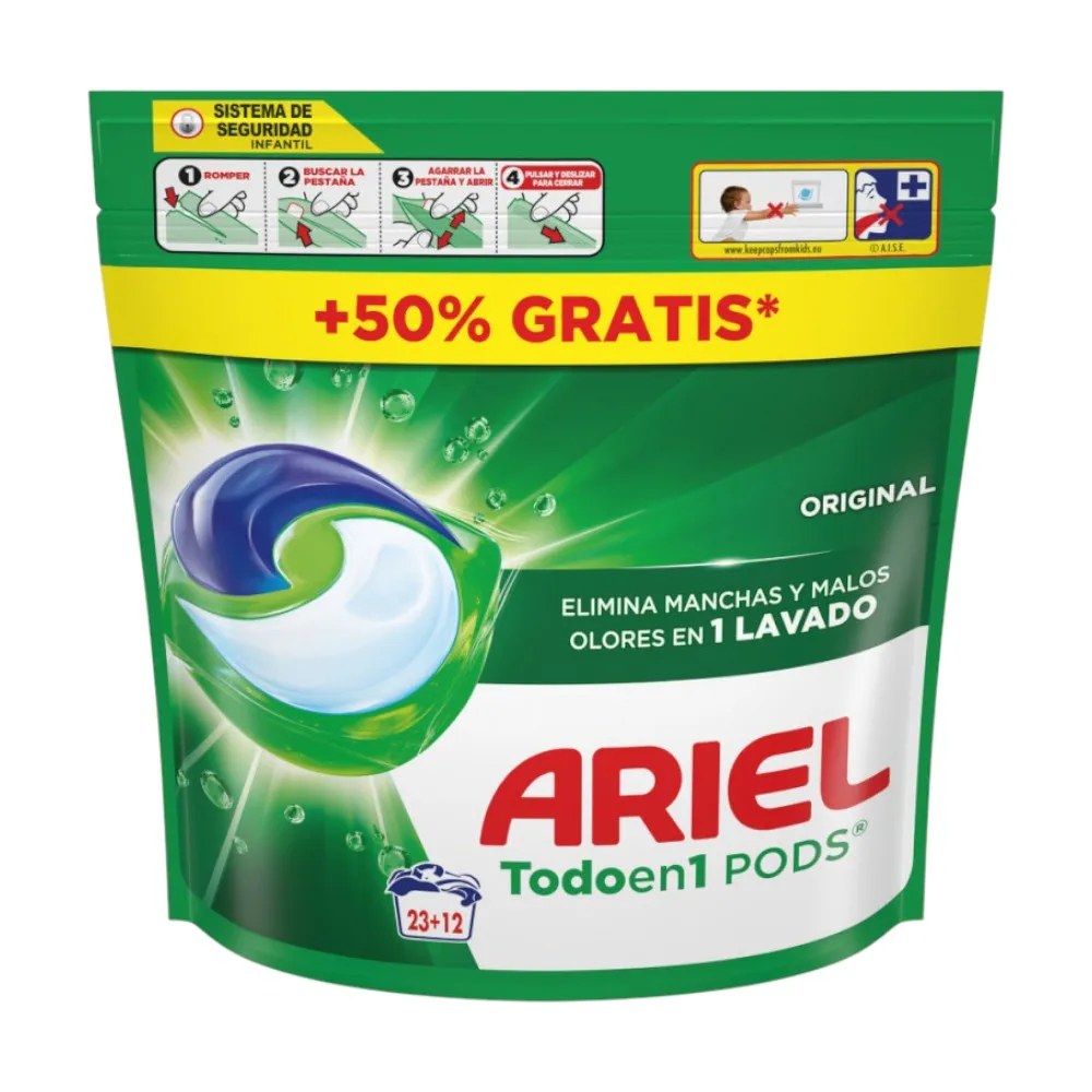 Ariel Detergente Cápsulas 3en1 Pods, 35 Cápsulas (23 + 12 )