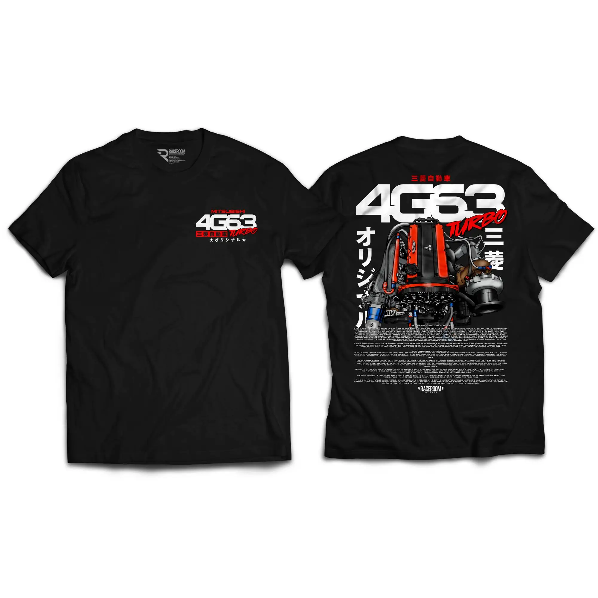 Camiseta Premium RACEROOM MITSUBISHU 4G63 JDM Drift, 100% Algodón, S M L XL XXL 3XL 4XL